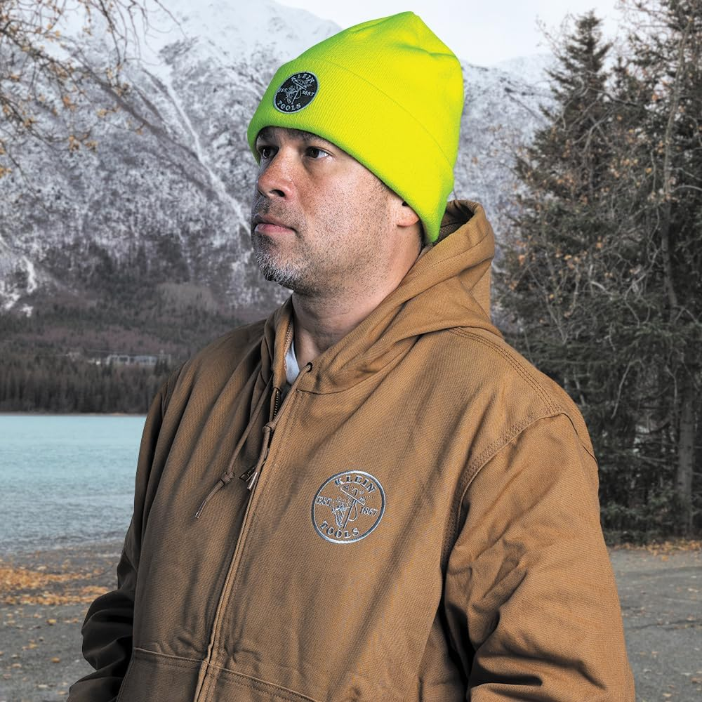 Klein Tools Heavy Knit HAT HI-VIS Yellow Patch Logo image number 3