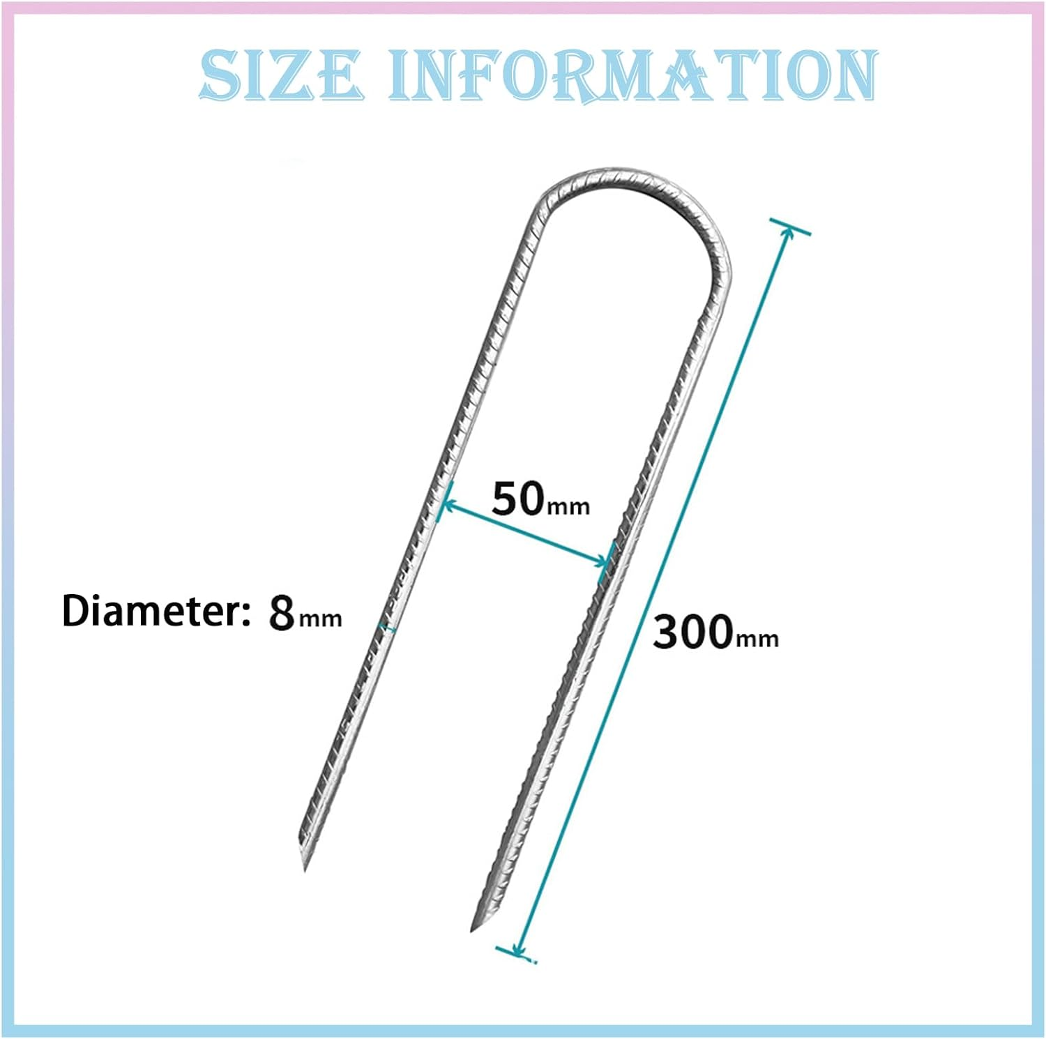 4Pcs 12 Inch Rebar Ground Stakes, Galvanized Tent Stakes U Shaped Metal Fences Stake Ground Anchors with Chisel Point End Yard Stakes Heavy Duty Ground Anchor Pegs for Camping Tent Garden