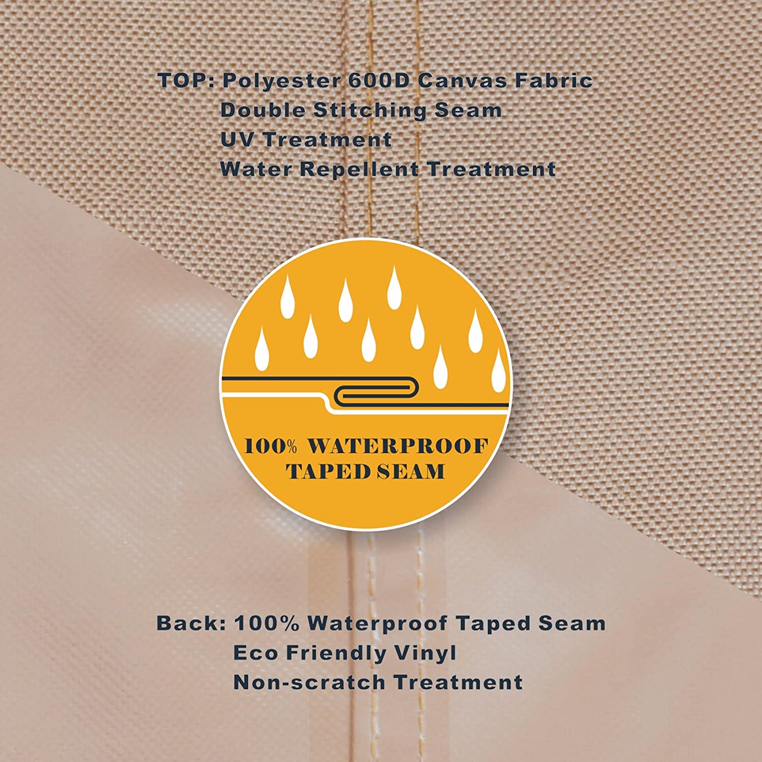 ULTCOVER Waterproof Outdoor Deep Seat Sofa Bench Cover 90W X 40D X 35H Inch Patio Furniture Couch Cover image number 5