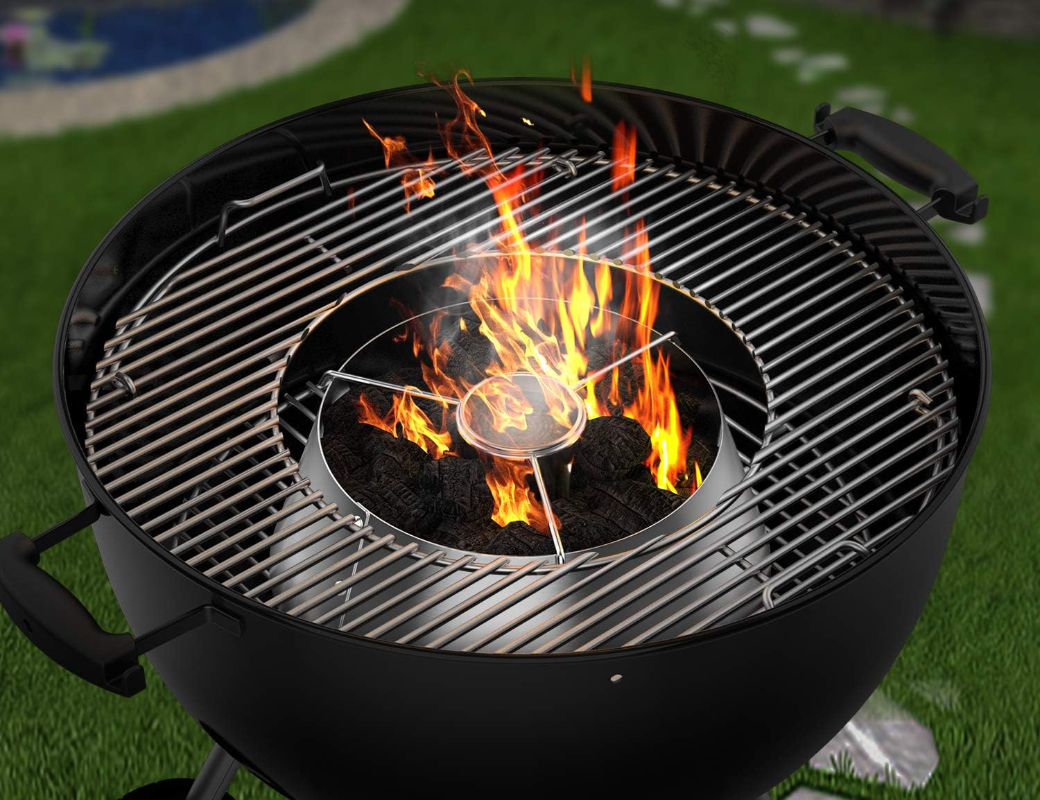 Onlyfire Stainless Steel Charcoal Basket with Water Container, Charcoal Baskets for Weber 47 Cm, 57 Cm, 67 Cm Kettle Grill, Charcoal Grill and Other Ceramic Grills, Charcoal Basket Accessories, BBQ image number 5