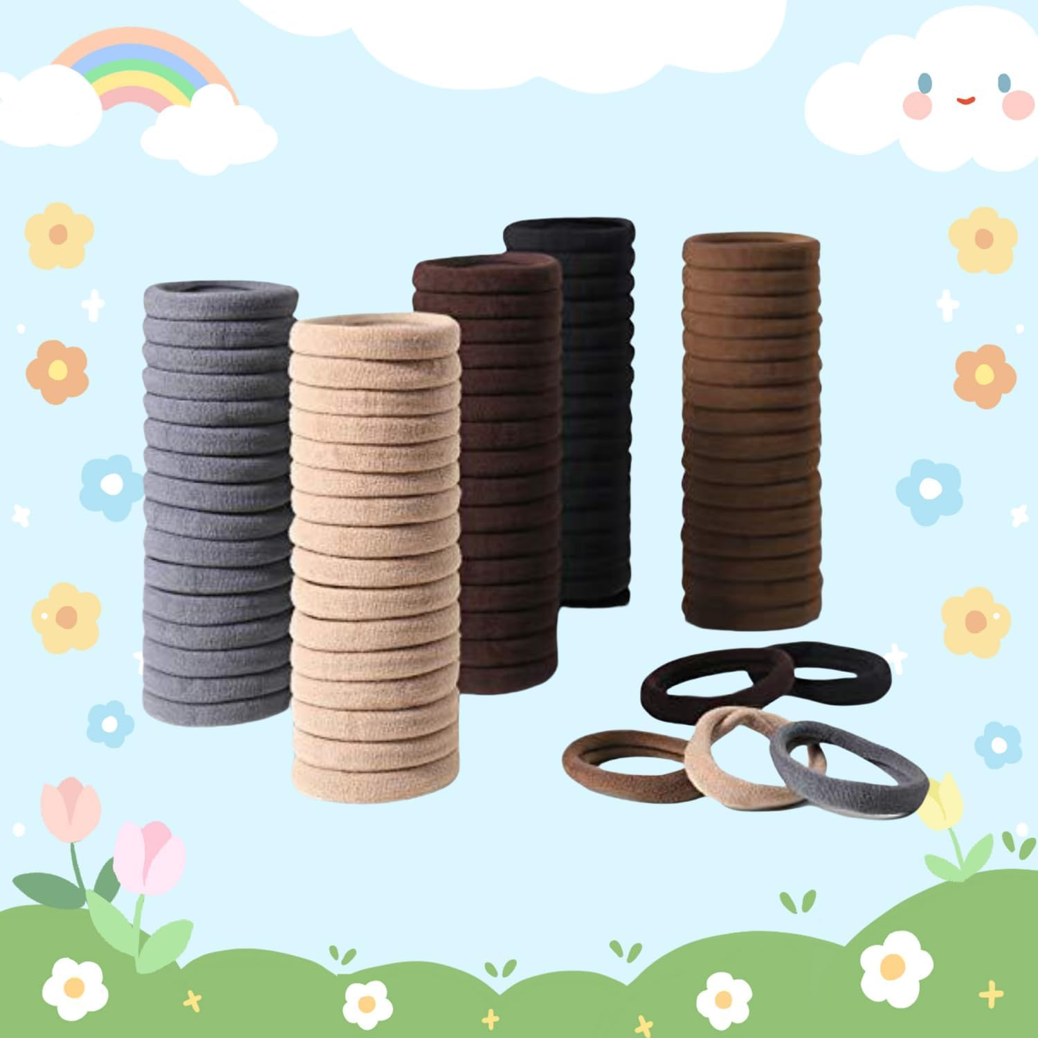 100 Pcs Hair Ties for Women and Men, Hair Ties, Hair Elastics for Women, Hair Bands (Coffee Color) image number 3