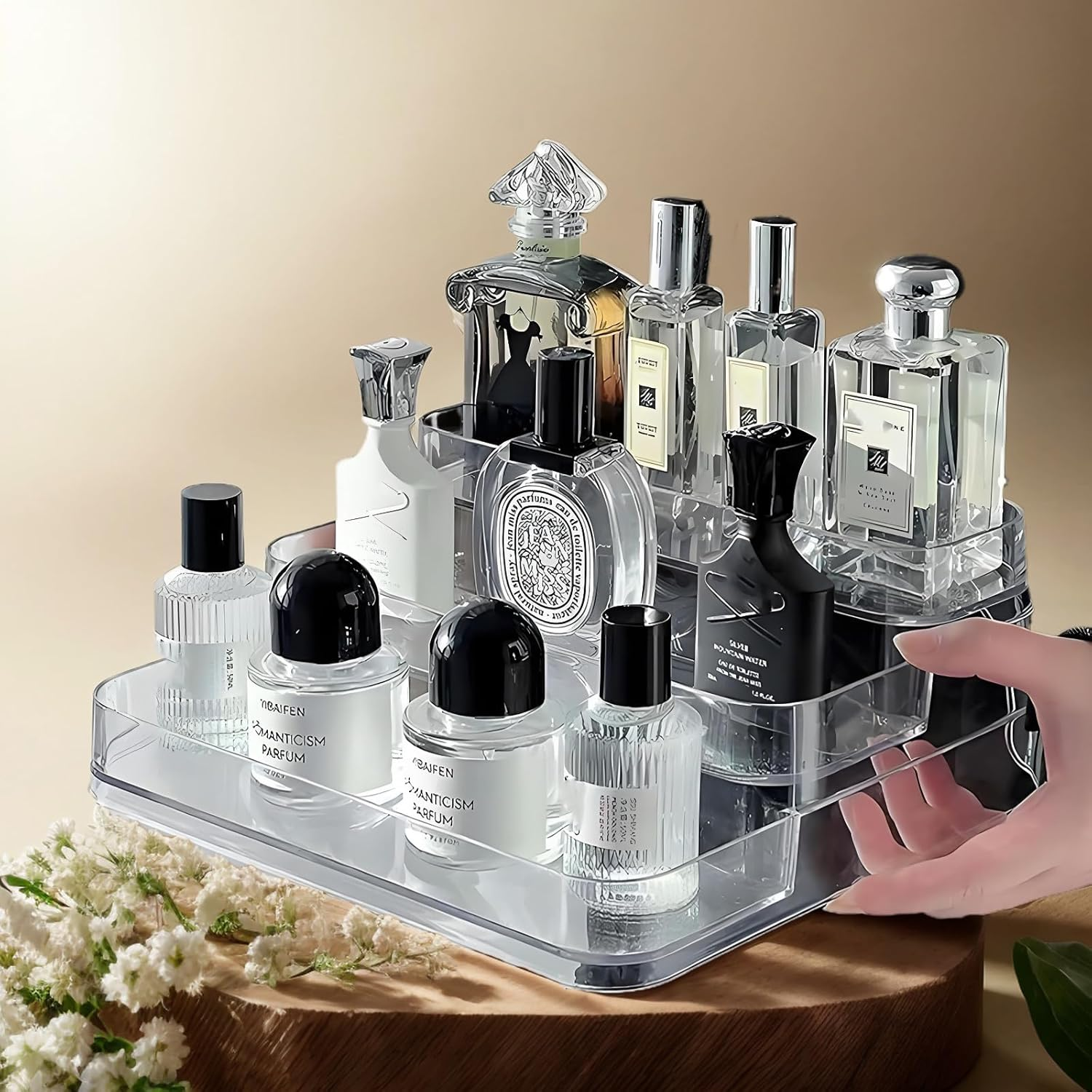 SESLEL Acrylic Perfume Display Stand, Clear Storage Shelf for Fragrance, Cosmetics, and Collectibles, Desktop Organizer image number 6
