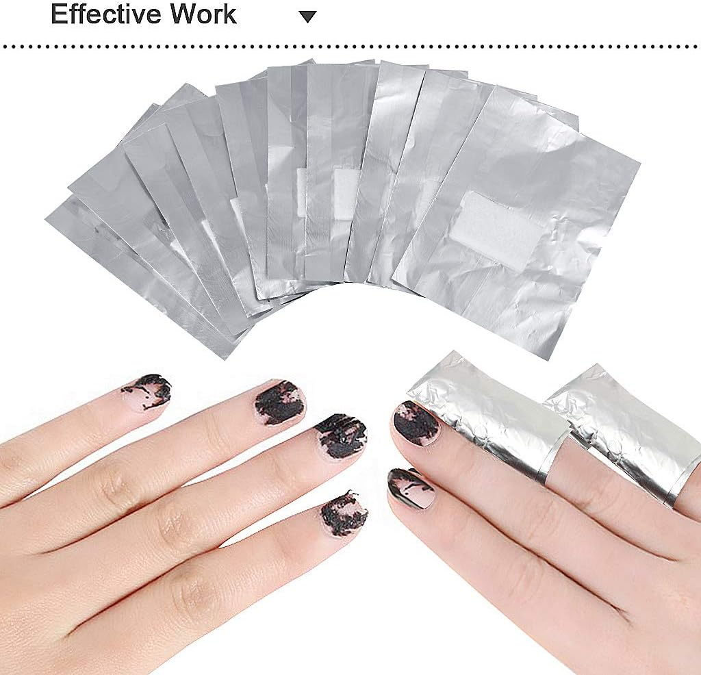 SWKJ 100 Pcs Foil Nail Wraps, Nail Foils for Gel Nails, Nail Foil Aluminium Wraps Remover, Gel Polish Remover for Manicure, Nail Art Soak off Foils for Nail Polishing Removing image number 6