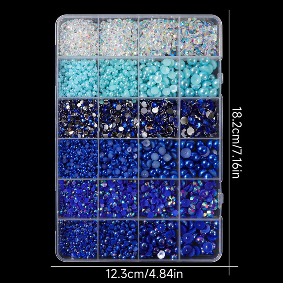 24 Grid Flatback Rhinestones and Beads for Nails, Betterjonny Rhinestones for Crafts 3-8 Mm Glitter Stones Half Beads with Tweezers and Dotting Pen for DIY Crafts Nail Design Clothing, B image number 1