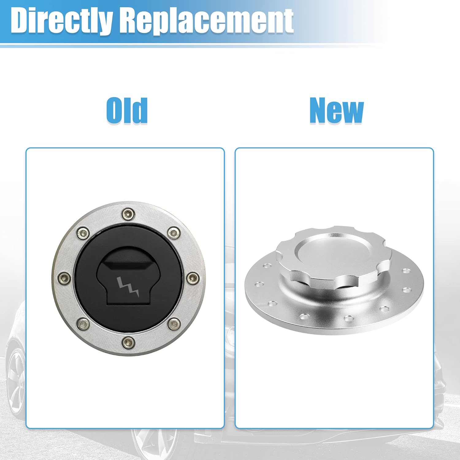 X AUTOHAUX 1 Set Aluminum Easy Fill Fuel Cell Cap with 12 Bolting Holes Cell Bung Silver Tone Billet Fuel Cell Cap Assemblies