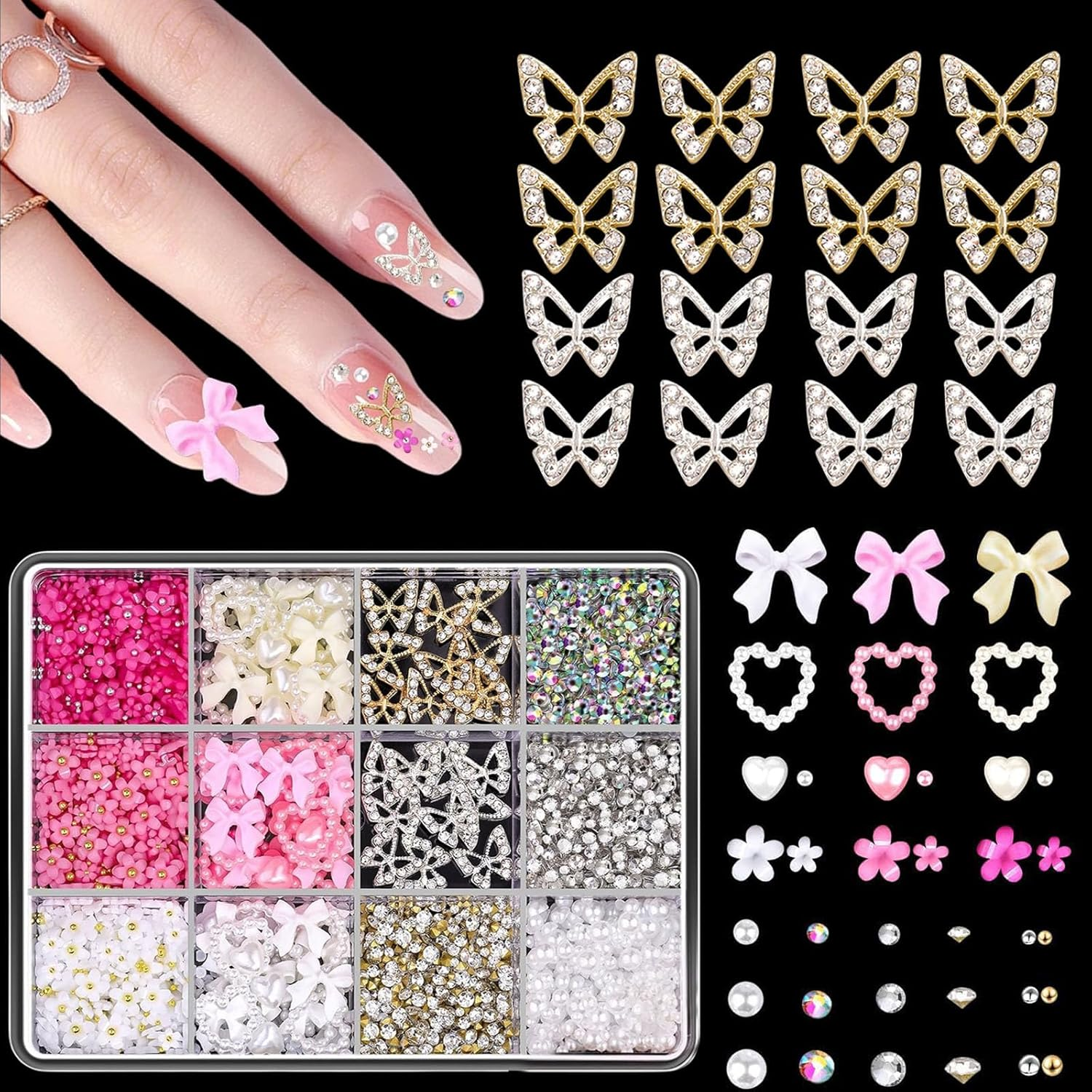 3D Aurora Bow Nail Art Charms