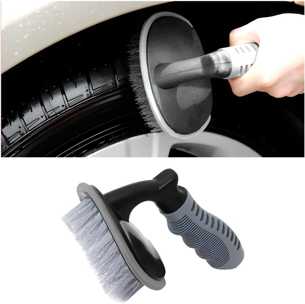 JNNJ Car Tyre Brush, Wheel Cleaner Brush, Cleaning & Car Care of Rim Rim Brush, Rim Cleaner, Rims Tyre Wash Brush Tool for Motorcycle (Straight) image number 1