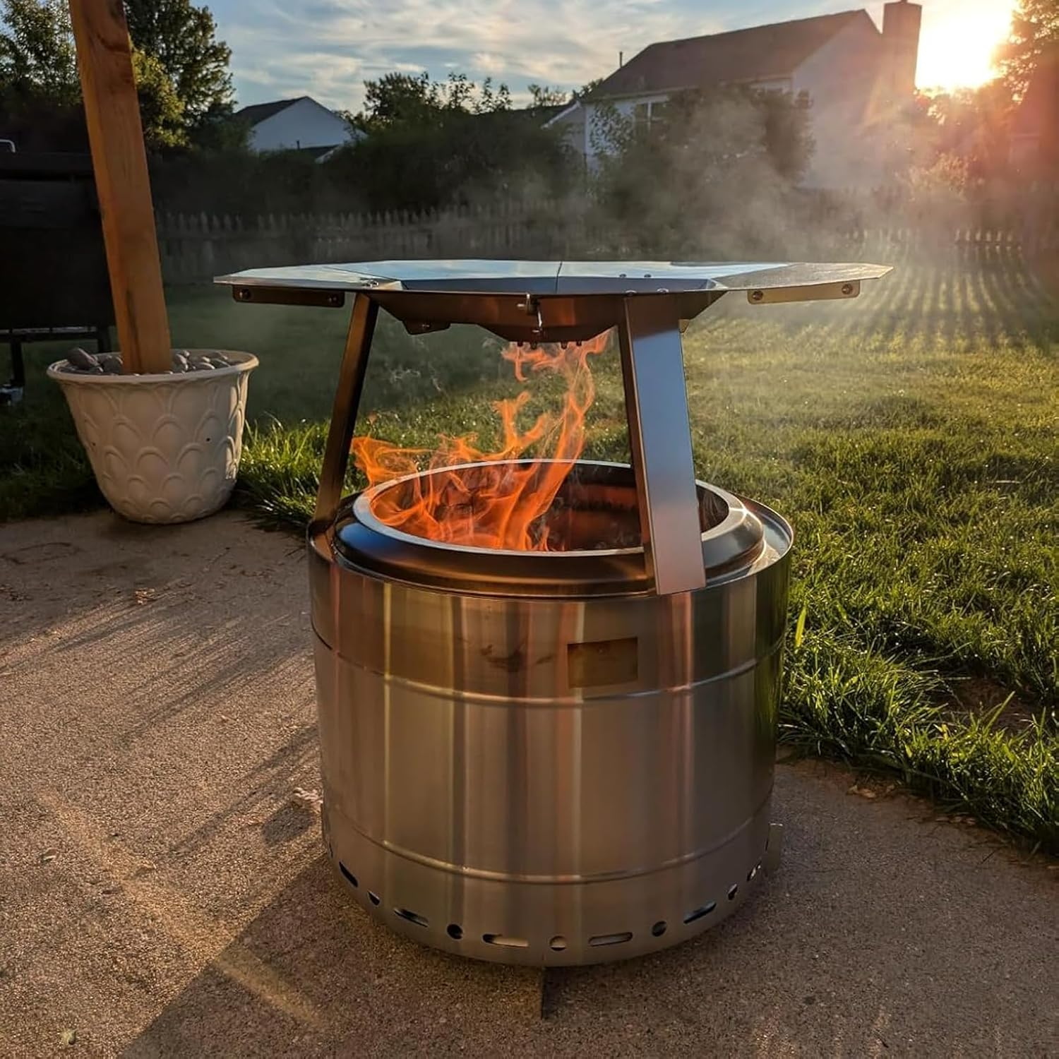 Heat Deflector for Solo Stove Bonfire 19.5", 304 Stainless Steel Portable Heat Diffuser with Handle&Leg Accessory for Bonfire Fire Pit Captures/Redirects Warmth for Solo Stove Accessories image number 5