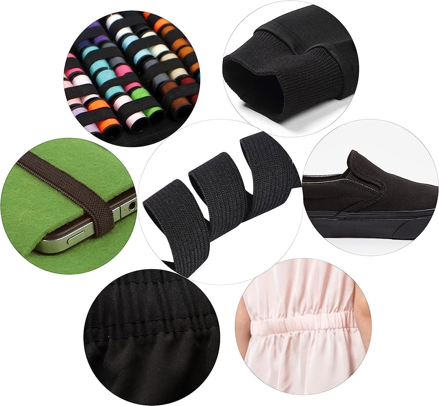 Sewing Elastic Bands,10 Meters Length & 2CM Wide High Elasticity Knitting Elastic Band,Elastic Sewing Band Suitable for Underwear,Pants,Sportswear,Skirts,Wigs & DIY Projects (Black) image number 5