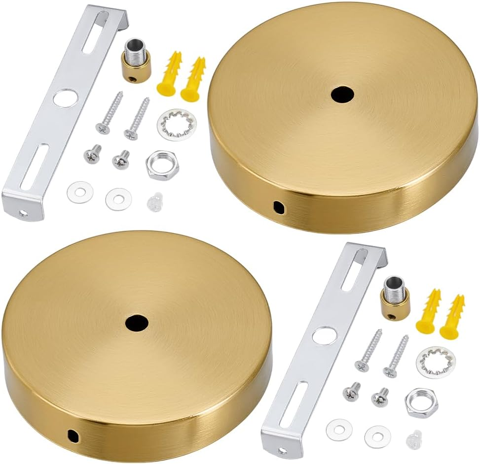 PH Pandahall 2 Sets 11.8 Cm Light Roof Kit Golden round Modern Chandelier Ceiling Plate Replacement Chandelier Canopy for Lighting Fixtures image number 4