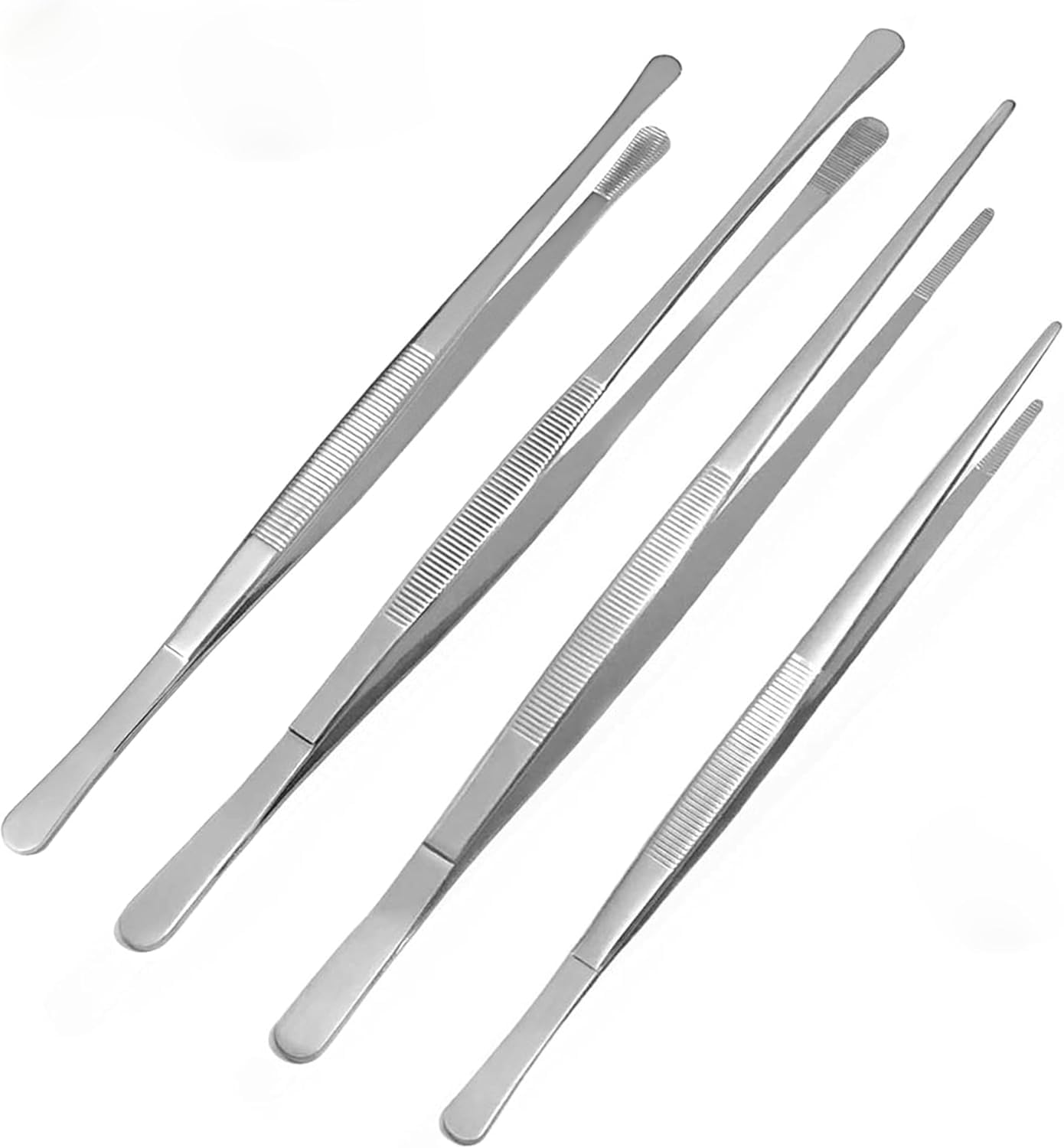Professional Stainless Steel Tweezers Set, 25-30 Cm Length, 4-Piece, Serrated Tips for Cooking and Crafting image number 1