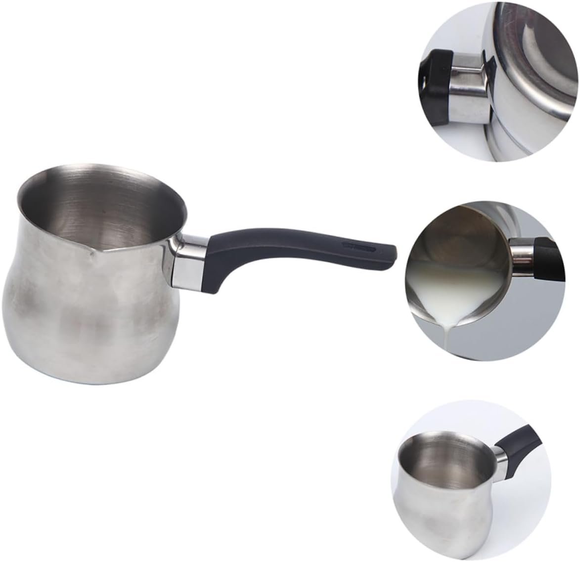 OHPHCALL Stainless Steel Milk Frother Jug with Ergonomic Handle Smooth Polished Espresso Pitcher Cup for Home Coffee Brewing image number 4