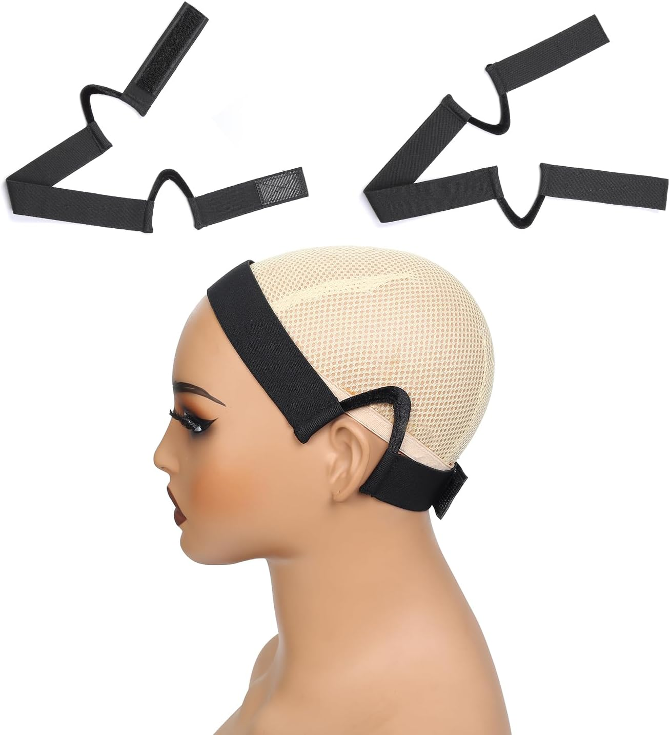 2Pcs Wig Band for Lace Front Ear Free Painless Lace Melting Elastic Band Headband for Women No Slip C Shaped Ear Curve (Black, Regualr(2Pcs))