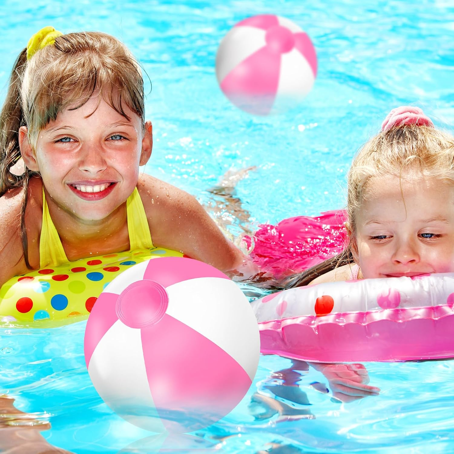 Whaline 16Pcs 16'' Inflatable Beach Ball round Pool PVC Balls Game Toys for Summer Hawaiian Tropical Theme Beach Party Decor image number 2