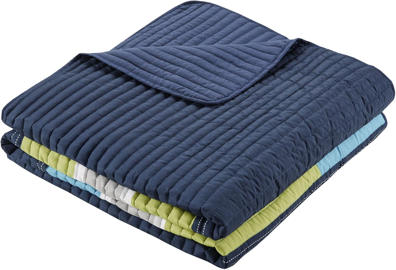 Comfort Spaces Quilt Set Trendy Casual Fun, Vibrant Color Design, Hypoallergenic All Season, Lightweight Coverlet Bedspread Cozy Kids Bedding & Sham Full/Queen Pierre Navy/Blue 3 Piece image number 4