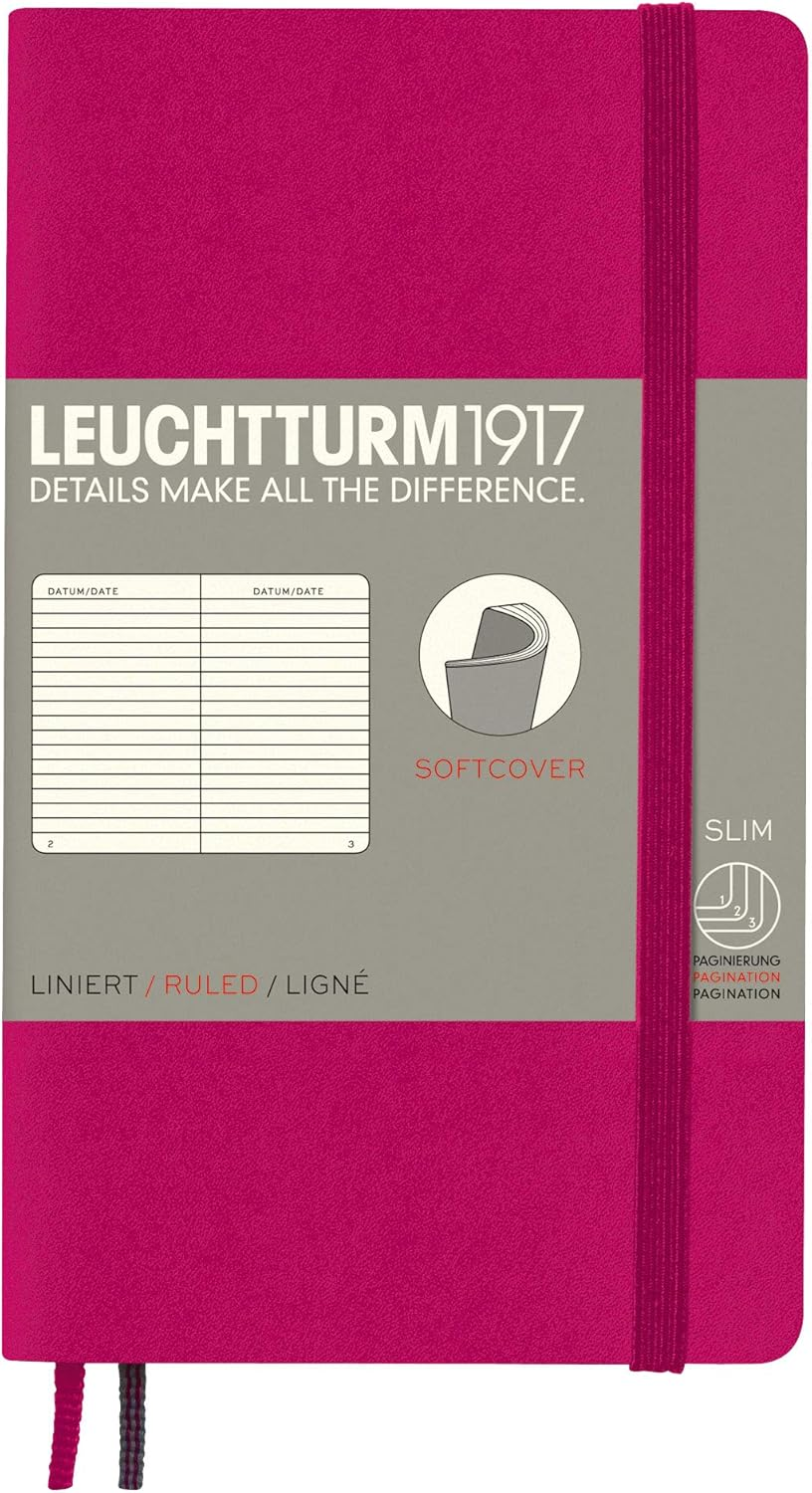 LEUCHTTURM1917 349302 Pocket Notebook (A6) Soft Cover 123 Numbered Pages Blank Navy