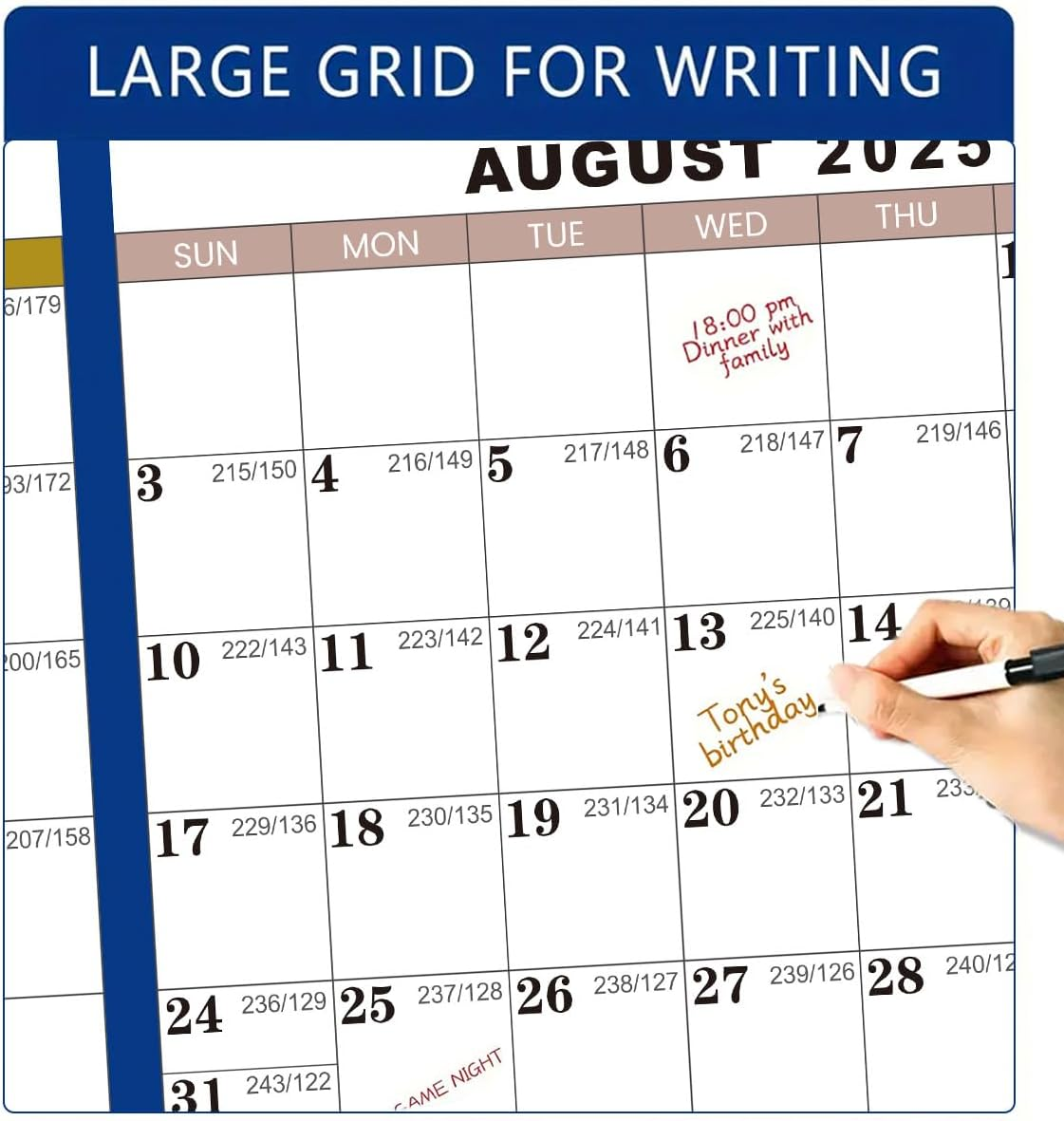 Weforu Dry Erase Calendar, 2025 Yearly Wall Calendar & Planner,35X23 Inch Reusable Laminated Task Organizer, Great for Office Classroom Home image number 1