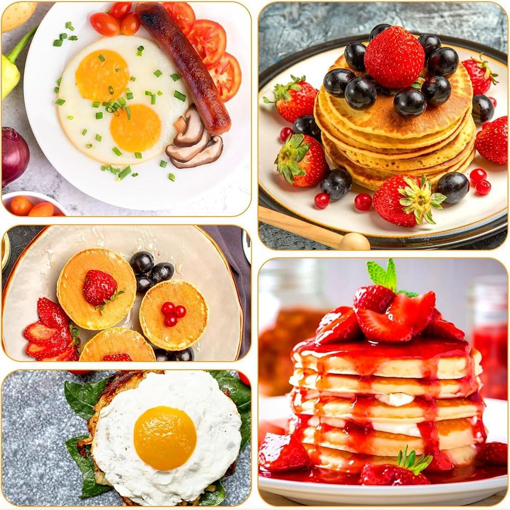 Aufondof 8 Pack 4 Inch Metal English Muffin Rings Double Rolled Nonstick Pastry Ring Mold Stainless Steel Muffin Tart Rings for Dessert Food Making Tool Kitchen Baking image number 4