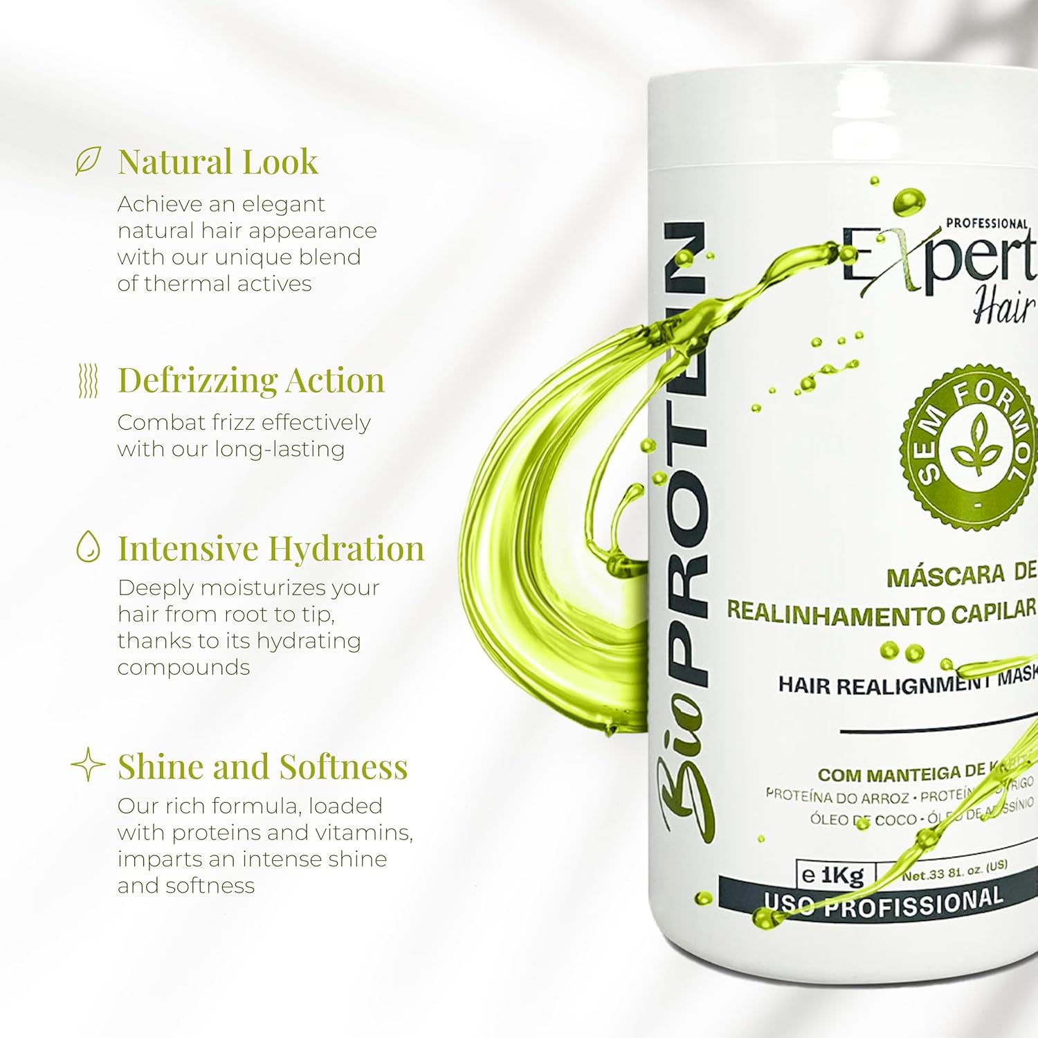 Expert Hair B-Tox Kit - Anti-Frizz, B-Tox Capilar Para El Cabello- Thermo-Active, Natural Look- Queratina Para Alisar El Cabello, Cirugia Capilar Para El Cabello, 2X 1Kg/35.3 Oz image number 1