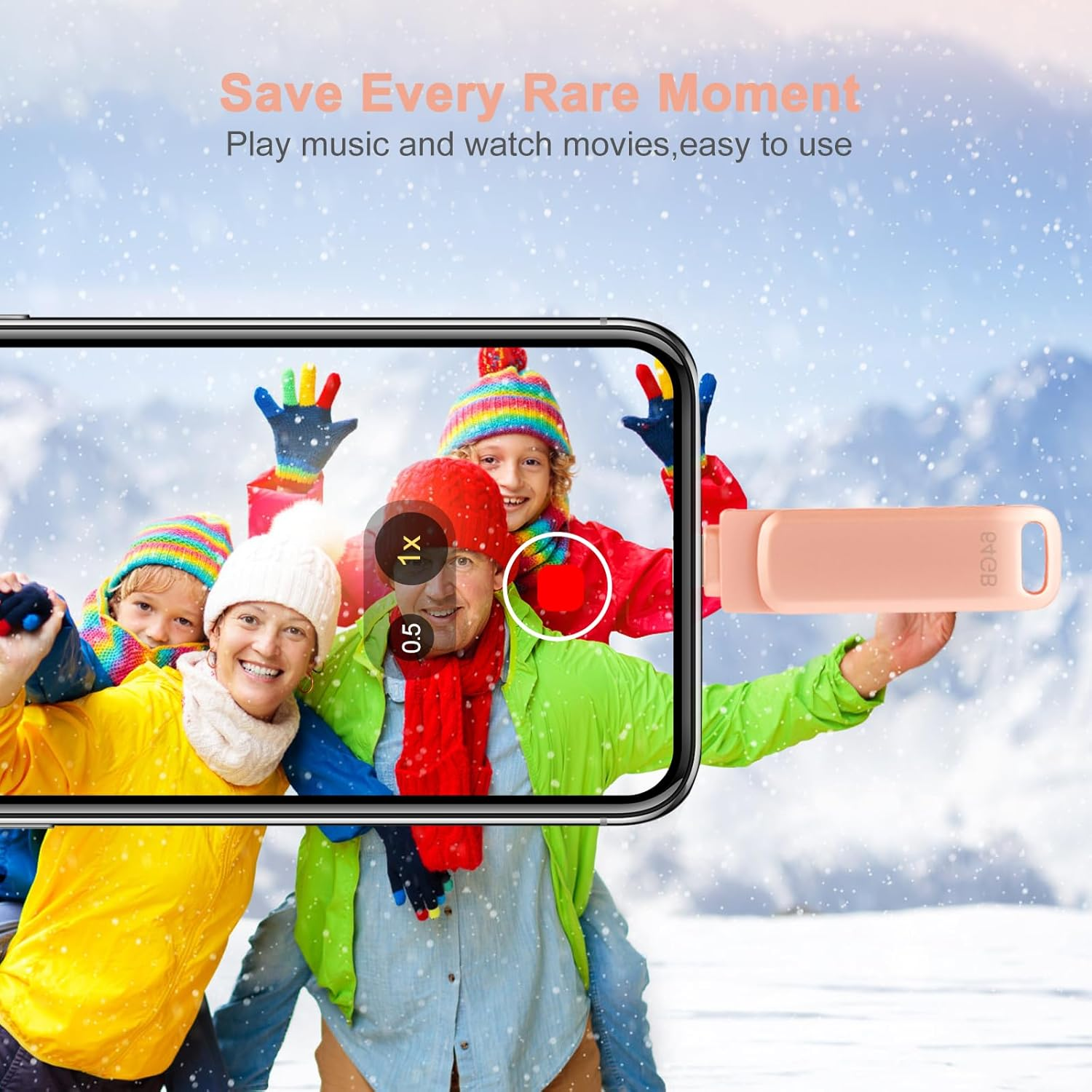 Phone Photo Stick,Mfi Certified USB Flash Drive,3 in 1 256GB USB3.0 Flash Drive Iphone Photo Stick USB Memory Stick Thumb Drive for Iphone 16/15/14/13/12/11/X/Xs/Pc/Ipad/Usb C Flash Drives(Pink) image number 3