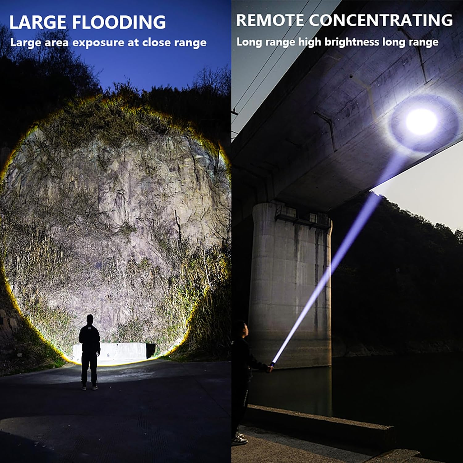 Torch, Tesansi Flashlight LED Torch Fast Charging 18000 Lumen Handheld Torch, Long Range 5000Ft, 5 Lighting Modes IPX7 Waterproof Torches Zoomable Long Shot Flash Light for Emergency Security Camping image number 1