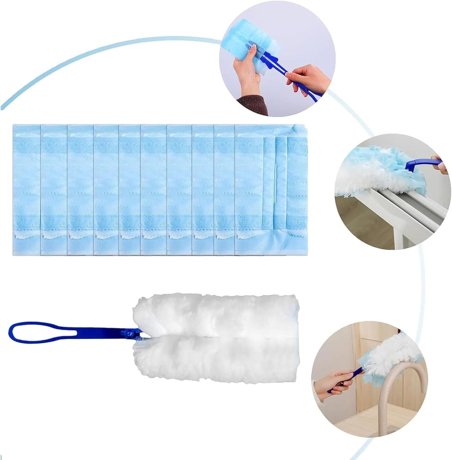 Pack of 20 Dust Magnet Refill Pack, 1 Duster, Floor Mop, Duster, Compatible with Dusters, Holds 3X More Dust & Hair and Closes Them image number 1