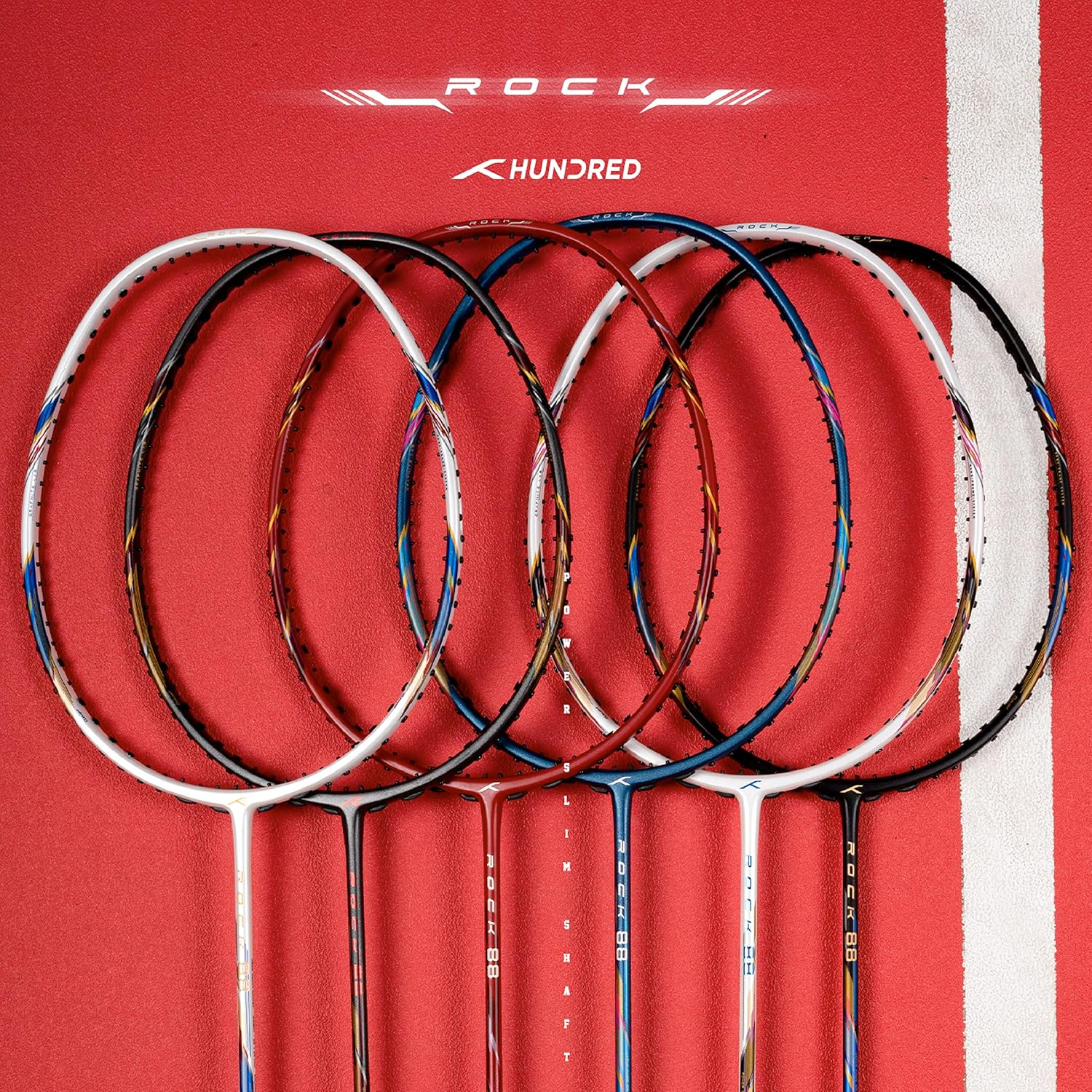 HUNDRED Rock 88 Carbon Fibre Strung Badminton Racket with Full Racket Cover