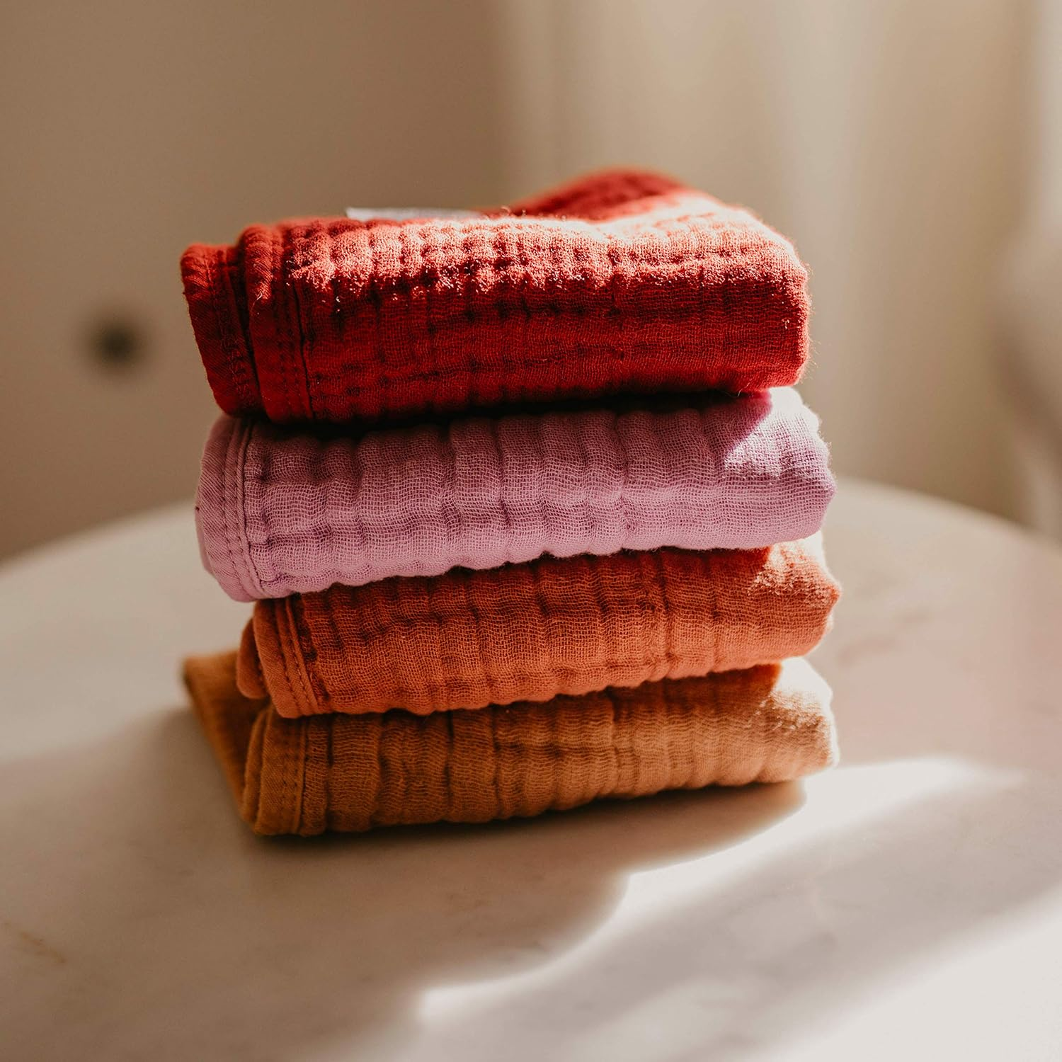 Parker Baby Co. Muslin Burp Cloths | 100% Cotton, 4-Pack Rose, 20X11 Inches, Baby Burp Cloths image number 1