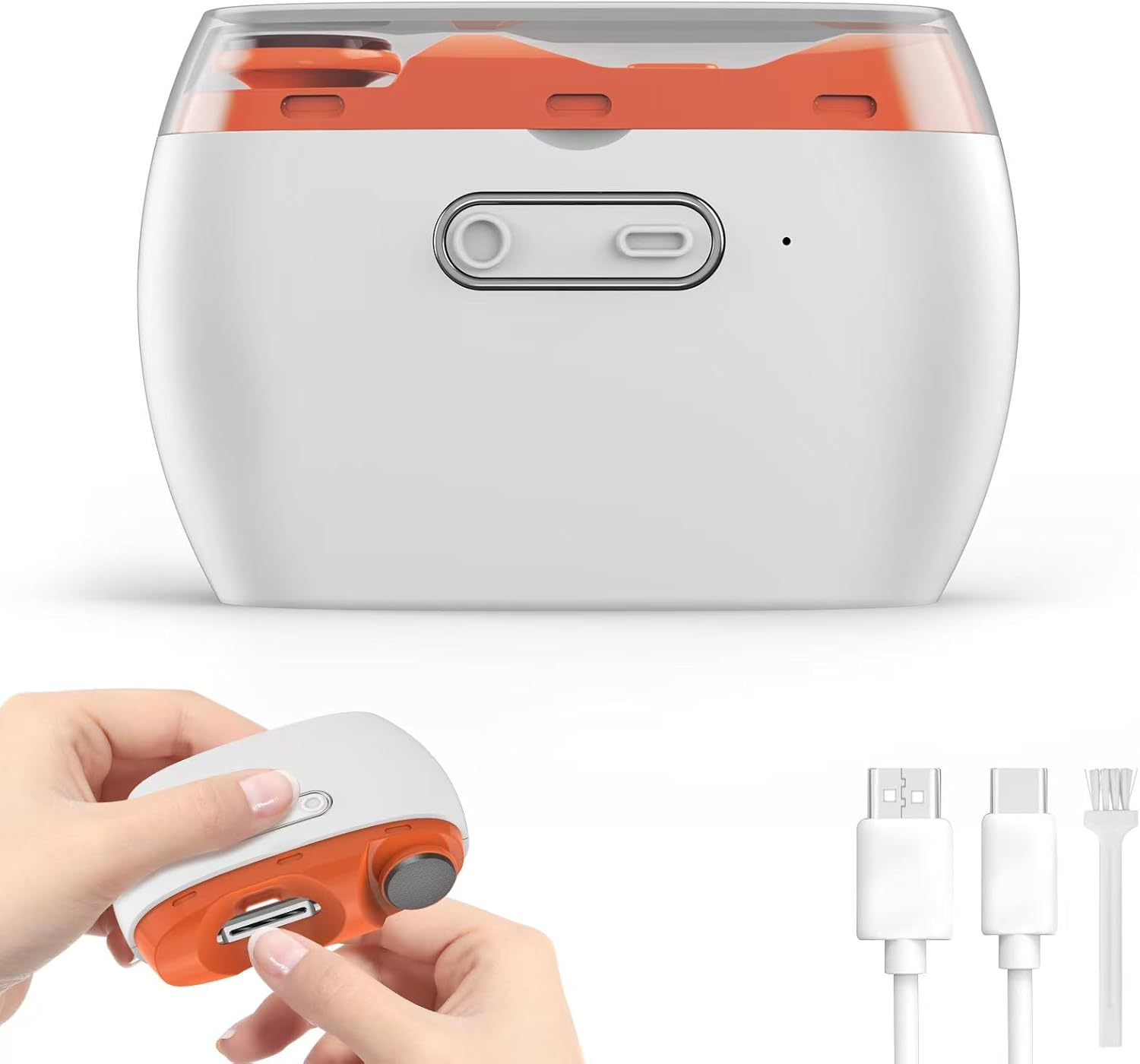 Electric Nail Clipper, Automatic Electric Baby Nail Trimmer with LED Light & 2 Speeds with Nail Scraps Storage, Toenail Clippers, Automatic Nail Clippers for Adults image number 4