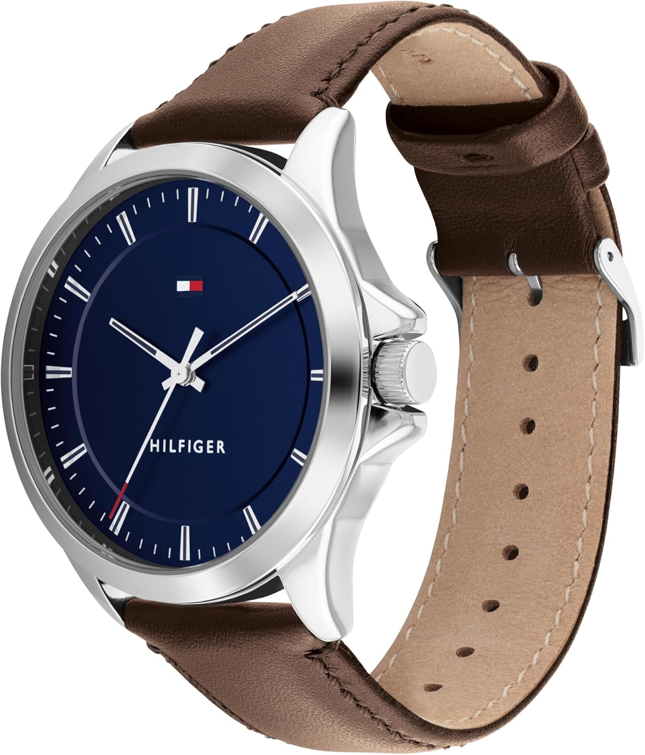 Tommy Hilfiger Macy'S Essentials Brown Calfskin Navy Dial Men'S Watch image number 1