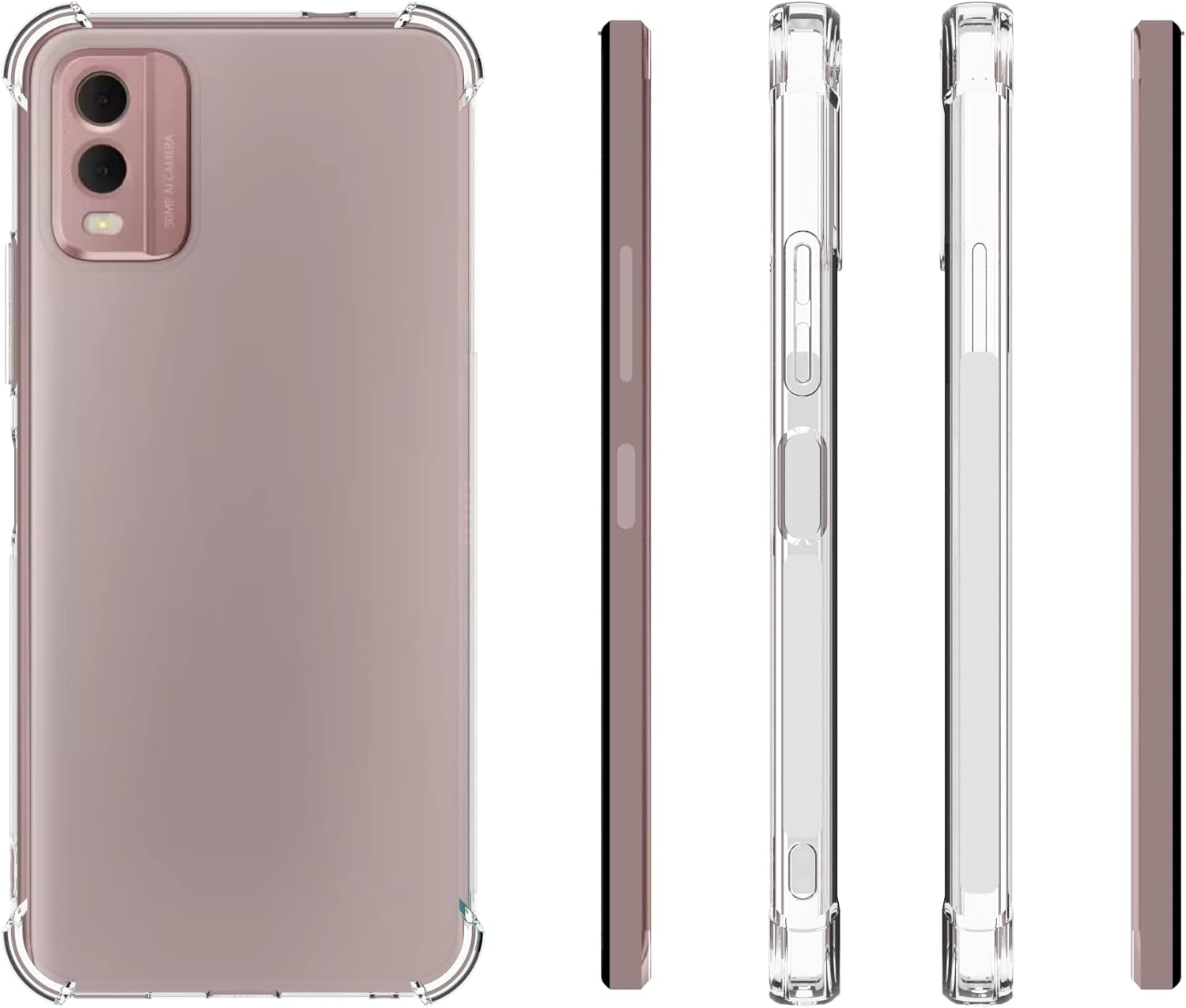 USTIYA for Nokia C32 4G Case Clear TPU Four Corners Cover Transparent Soft image number 4