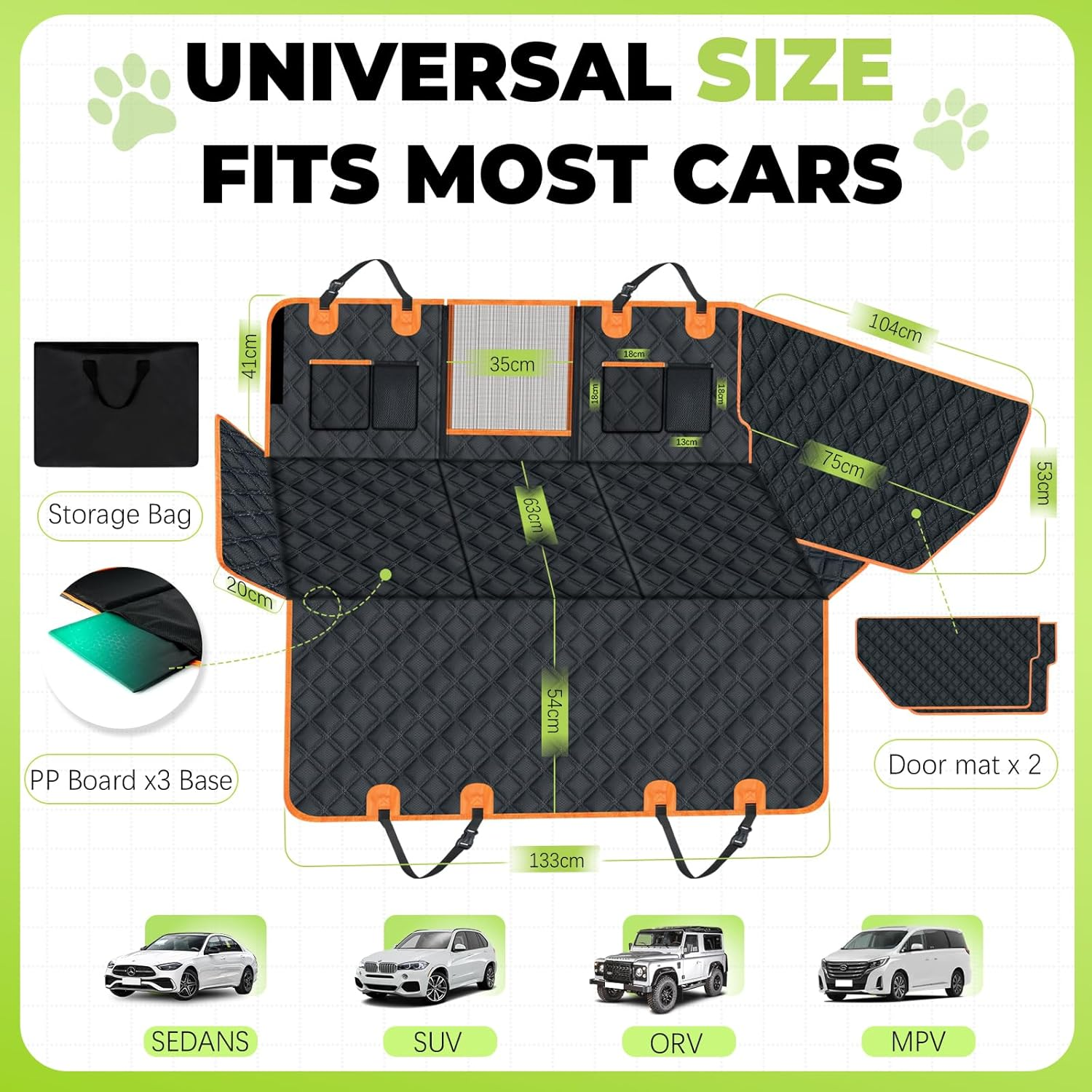 INSMEER Dog Car Seat Cover with Door Protectors, Dog Seat Cover Hard Bottom for Traveling and Camping with Pets, Dog Car Hammock Waterproof and Scratch-Resistant, Suitable for Cars image number 6