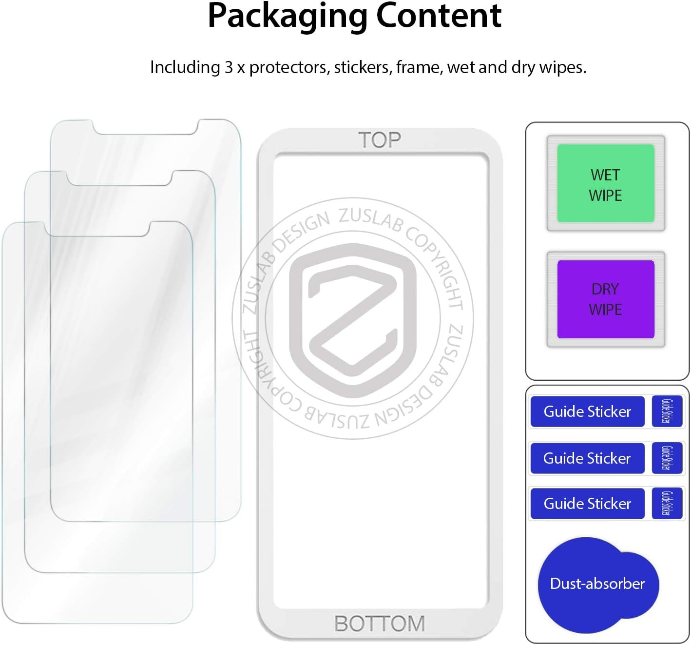 [3 Pack] ZUSLAB Screen Protector for Iphone 12 Mini 5.4"Tempered Glass with Installation Alignment Frame image number 4