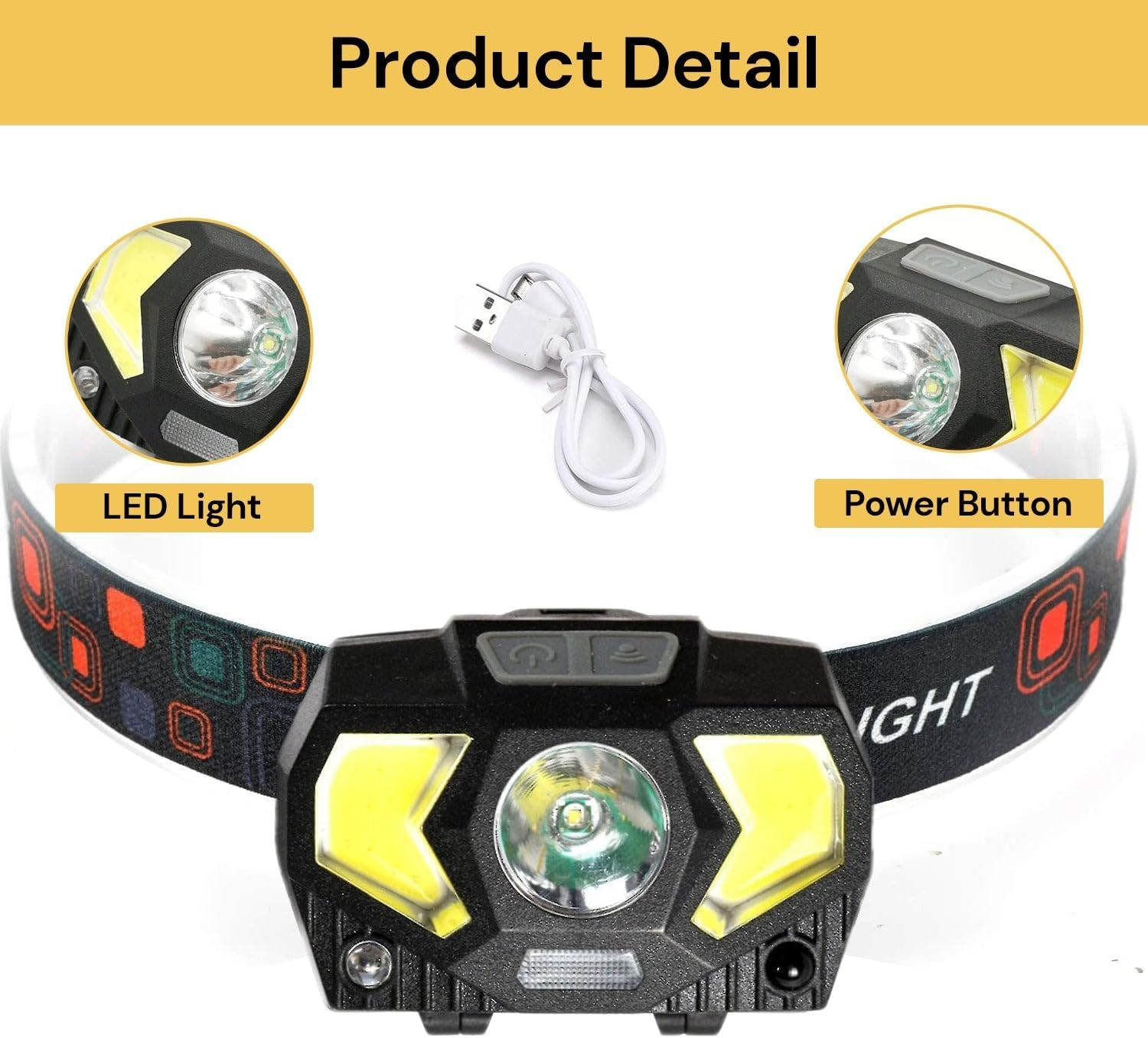 EZONEDEAL COB Floodlight Headlamp, 1000 Lumen LED Headlight, Waterproof Motion Sensor Head Lamp, Bright Head Lights for Forehead, Hard Hat Headlight 7 Mode for Outdoor Camping Running Hiking Fishing image number 3