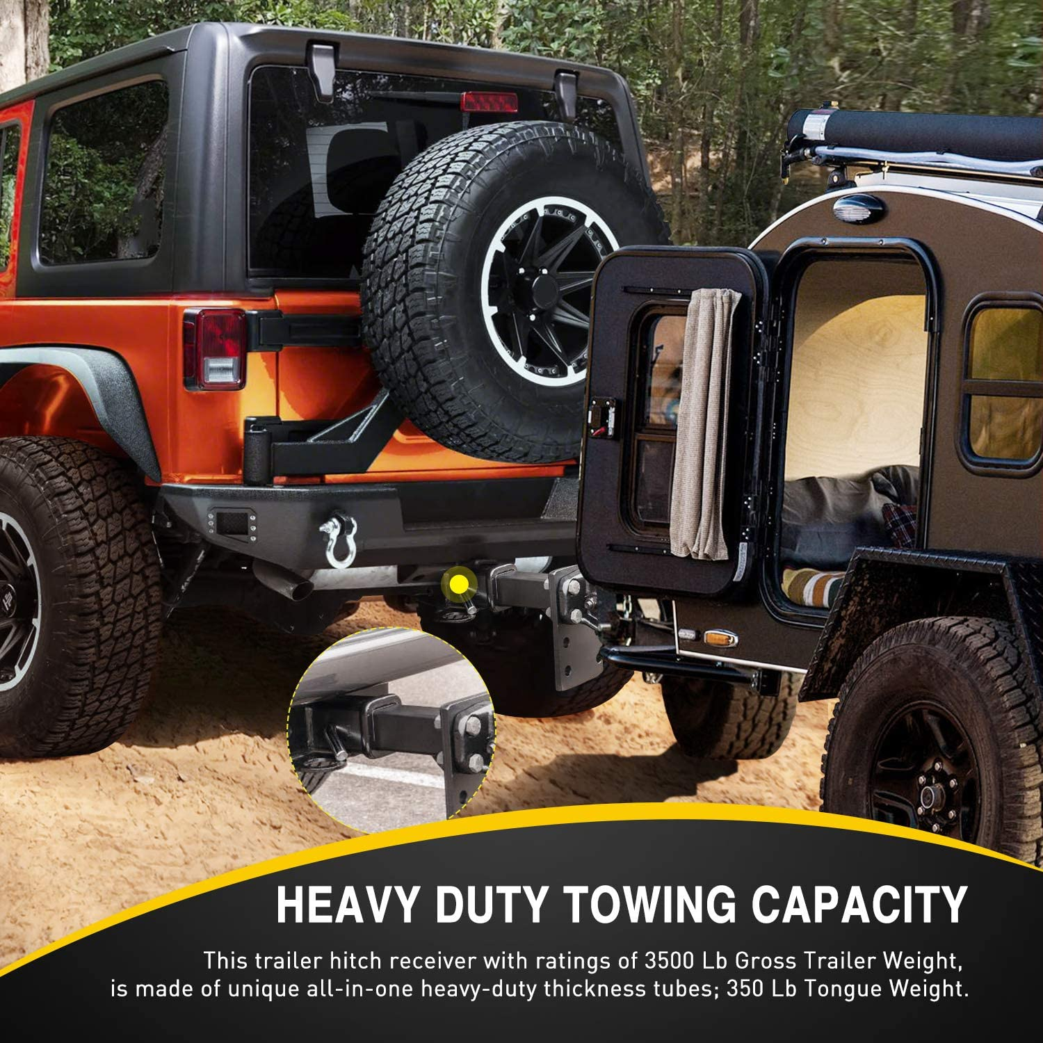 Nilight - JK-61A 2" Inch Rear Bumper Tow Trailer Hitch Receiver Kit, Compatible for 2007-2018 Jeep Wrangler JK 4 Door & 2 Unlimited, W/4-Pin Wiring Harness (Exclude JL Models) image number 2