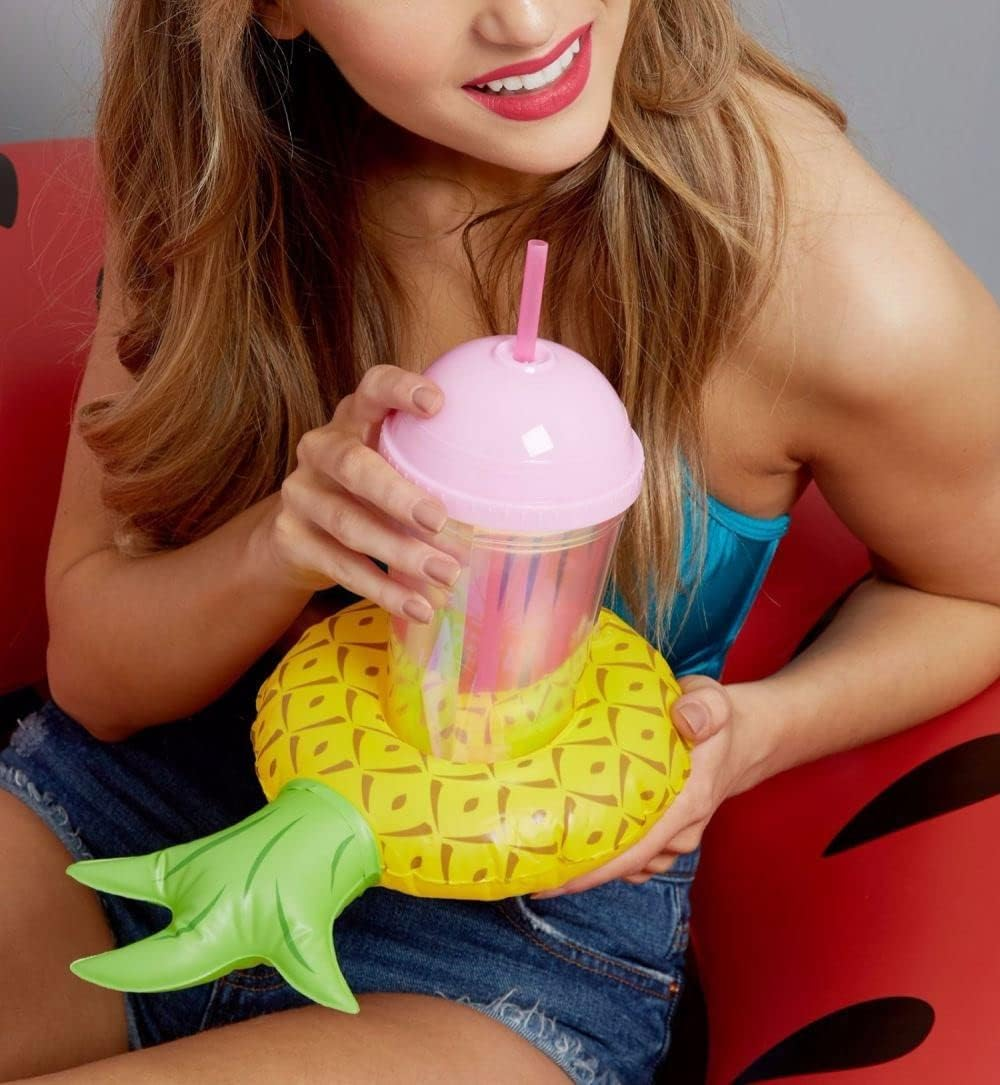 Inflatable Raft for Elf, 5 Pcs Naughty Elf Accessories Props, Funny Inflatable Cup Holders for Hot Tub, Floating Drinks Holder with Inflatable Repair Patches, Flamingo Unicorn Drink Holder for Pool image number 5