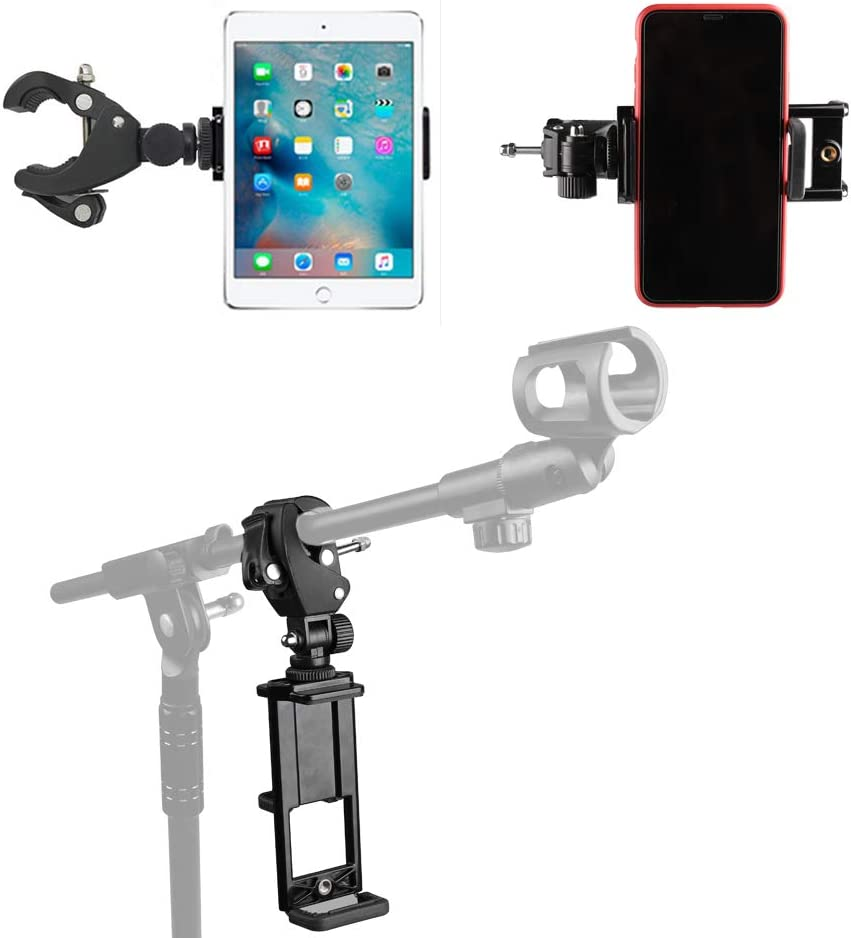 Mr.Power Muti Functions Microphone Mic Stand Mount Phone Holder Clip for Tablet PC Compatible with Ipad, Iphone, Samsung, Moto, Huawei, HTC, Google, Blackview, Smart Phones (Tablet Holder) image number 2