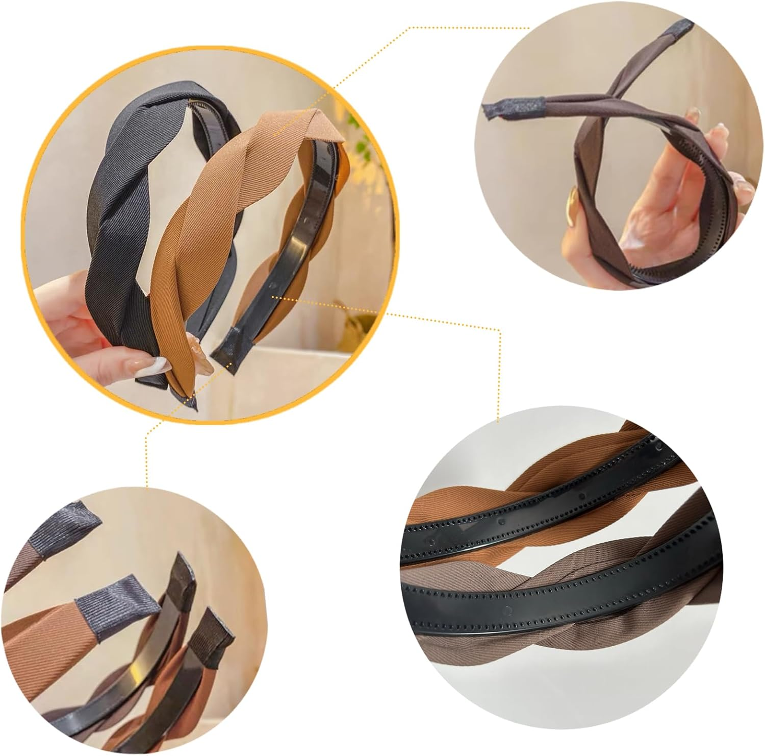 Ypkia Pack of 3 Women'S Braided Headbands, Wide Hair Bands with Teeth, Knotted Fabric Headbands, Hair Accessories for Women and Girls