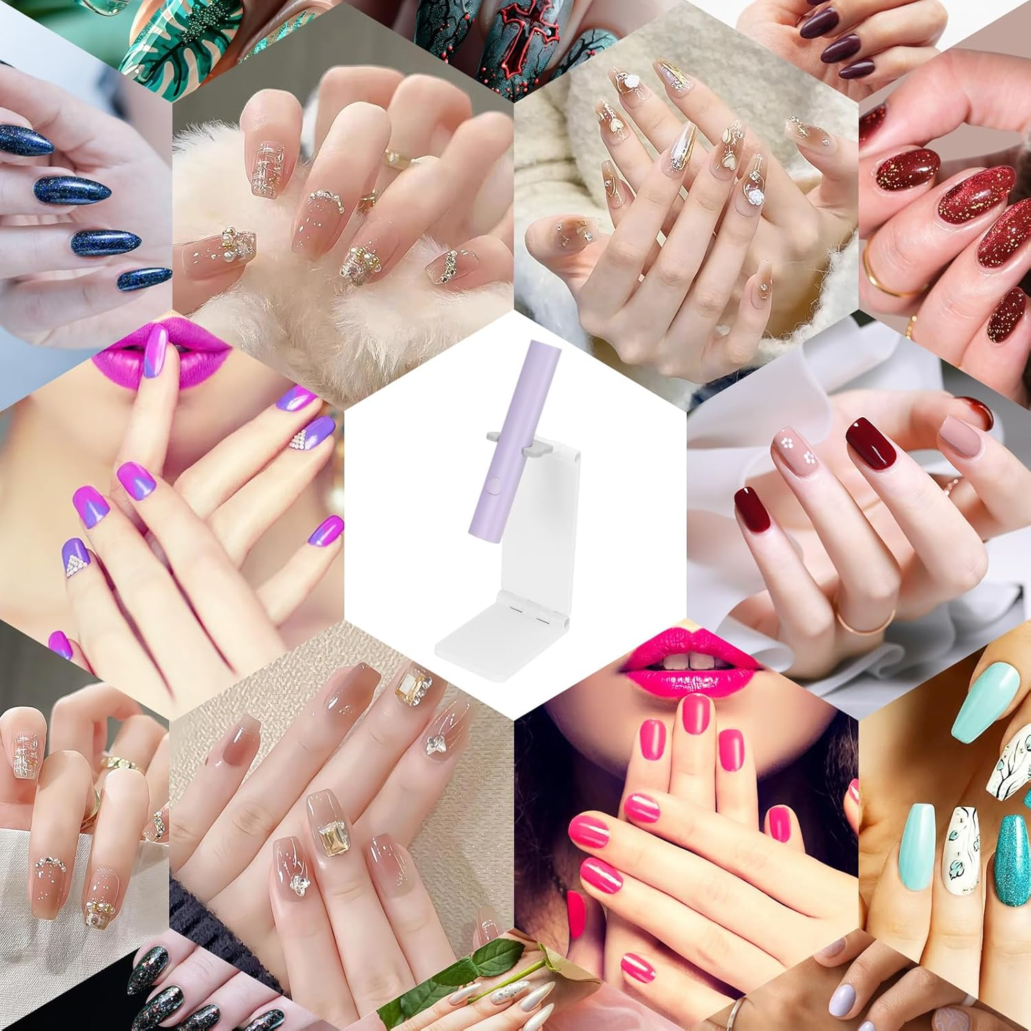 UV Lamp for Gel Nails, Portable Small UV Nail Lamp, Urechargeable with Stand, Mini U V LED Lamp for Nails, for Gel Nail Polish, for Curing Nail Glue & Nail Tips, for Beginners (Purple) - Salon image number 4