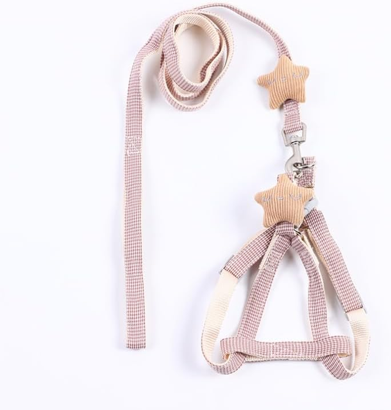 A Set of Puppy Harness and Leash the Adjustable Soft Suede Harness Is Decorated with Five-Pointed Stars It Is Suitable for Puppies, Small Dogs and Medium-Sized Dogs. (One Size Fits All) image number 4