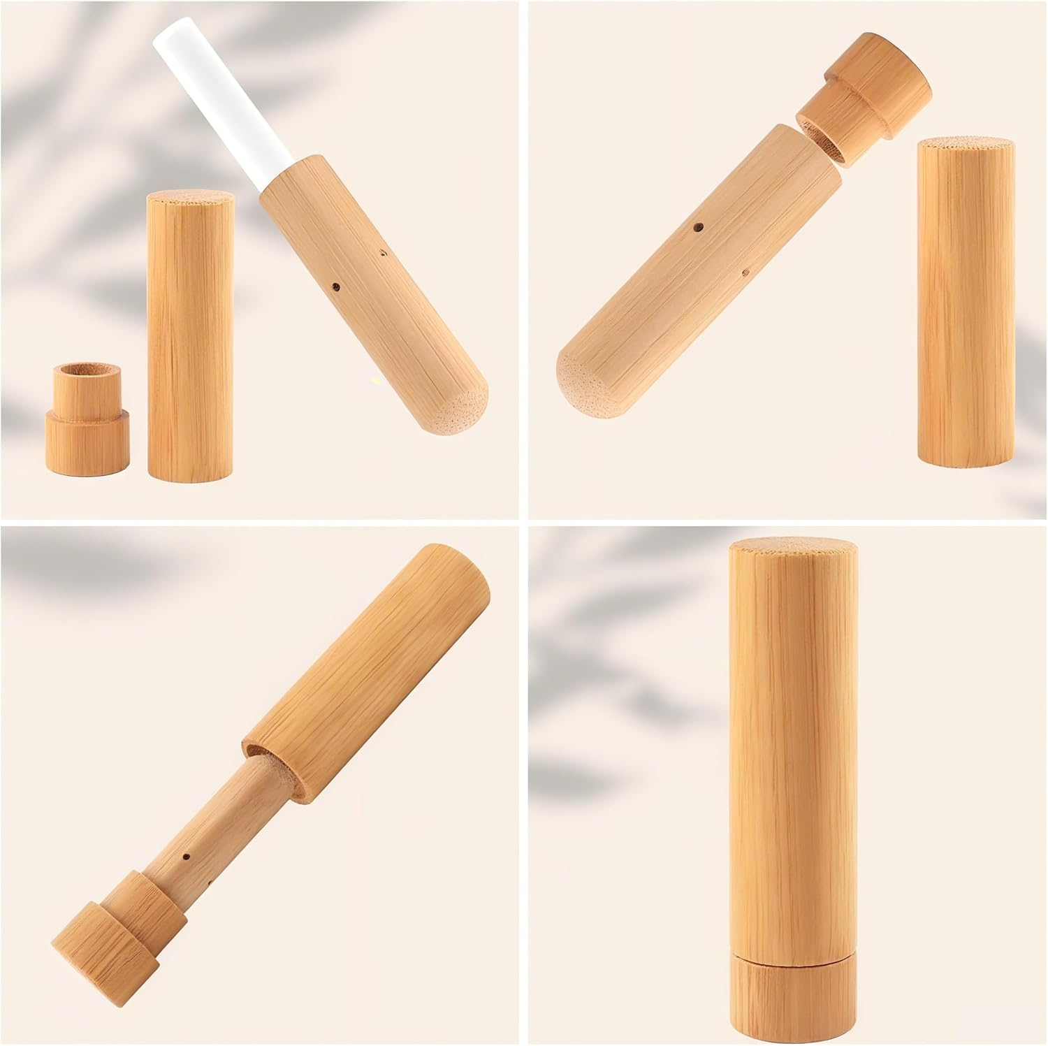 2 Pack Bamboo Nasal Inhaler Tubes with Cotton Wicks, Portable Personal Essential Oils Holder for Travel, Aromatherapy Diffusers, Waterless Diffuser Oil Diffuser Kit image number 1
