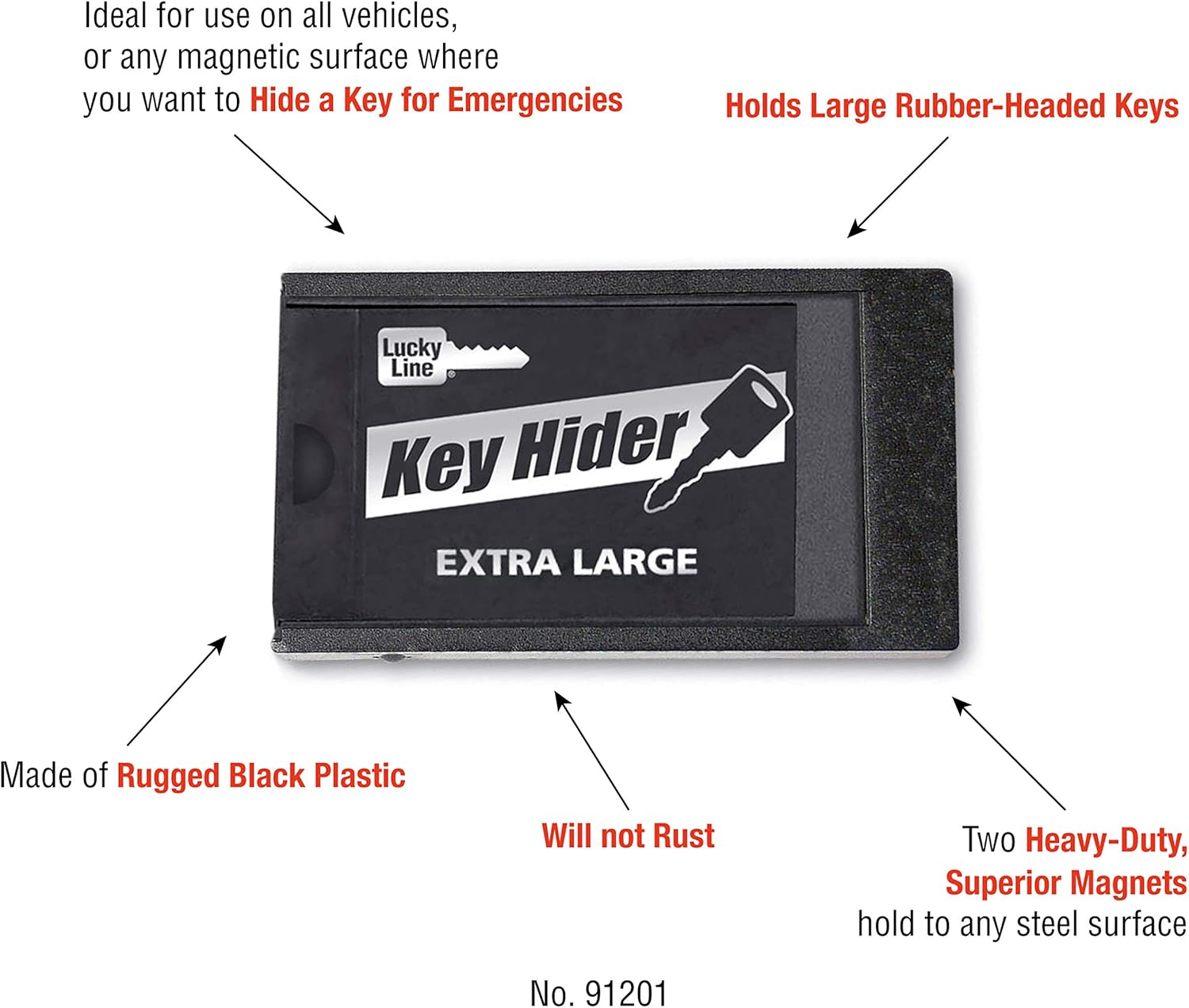 Lucky Line Extra Large Magnetic Key Hider Case Key Holder for Large Keys (9121)