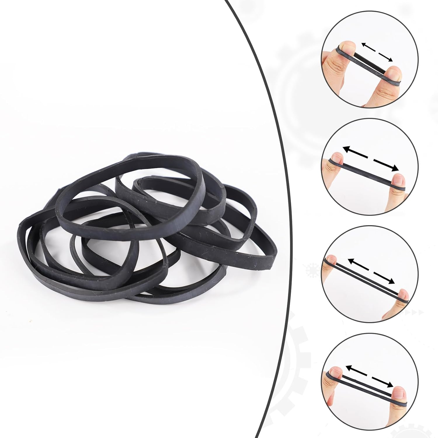 100Pcs Black Elastic Bands, 5 Sizes Thick and Durable Elastic Assorted Wide Elastic Band for Litter Folder Home School Office Supplies (8.5/6.5/5.5/3.5/2Cm) image number 2