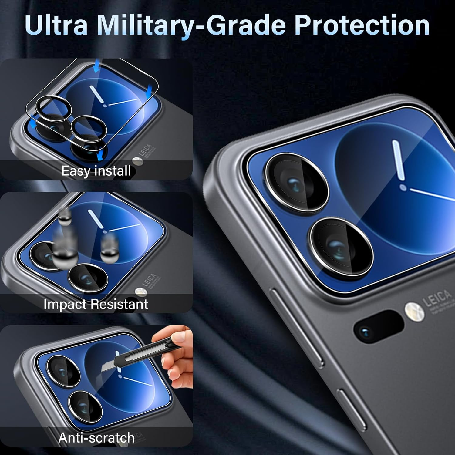 Xunzii Screen Protector for Xiaomi 17 Pro Max for Tempered Glass, Pack of 3 Screen Protectors + 2 Camera Protection + 2 Pieces Rear Protective Glass Glass, 9H Hardness Anti-Scratch Protective Glass image number 1