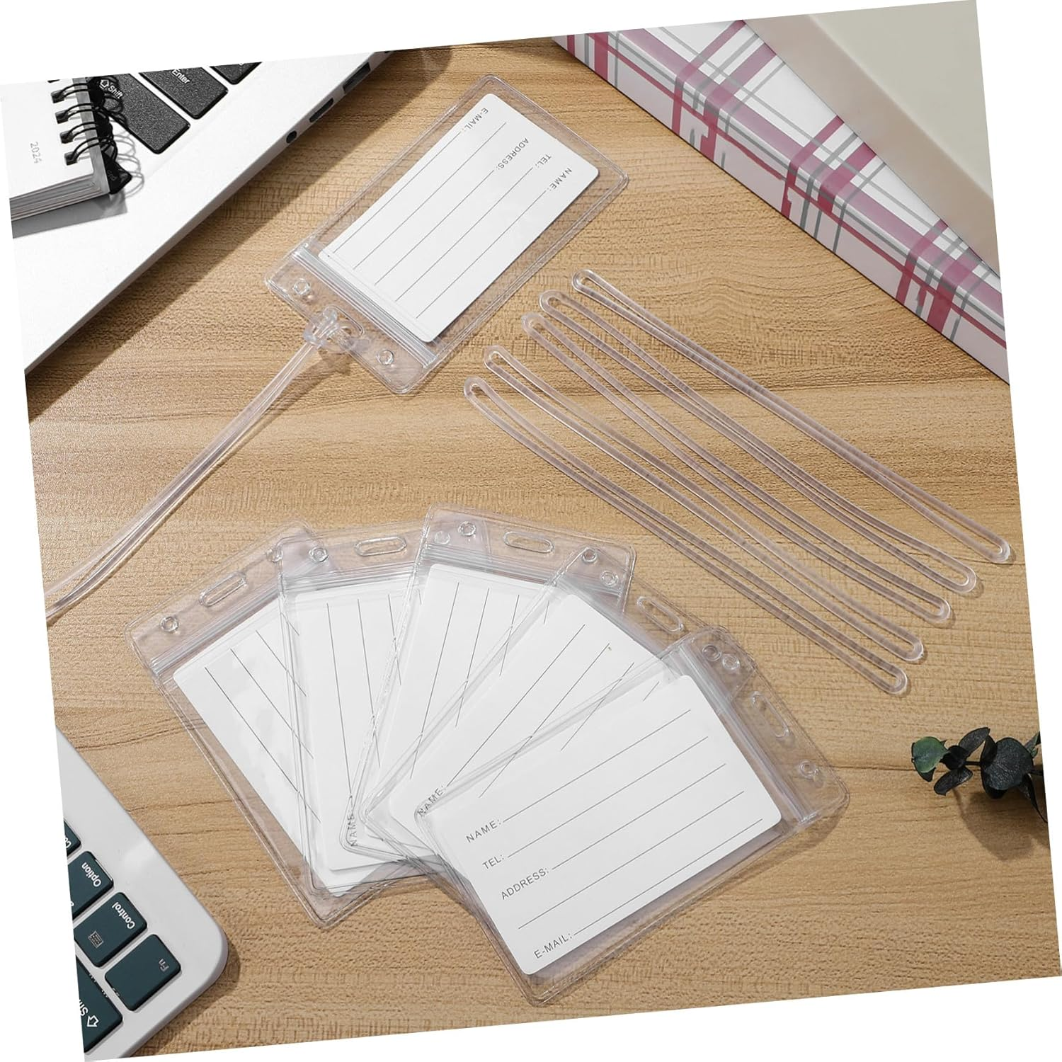 HORIALENCE Clear Luggage Tags with Loops Reusable Transparent Travel Suitcase Label Holders Vertical Id Card Sleeves for Bag Identification and Protection image number 6