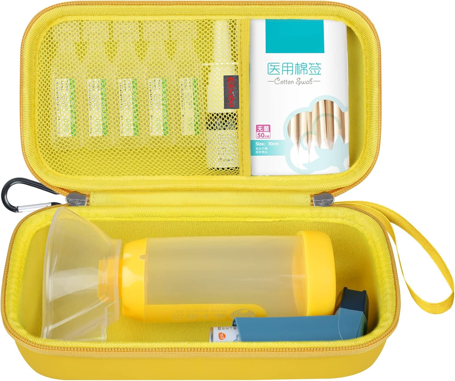 Elonbo Carrying Case Compatible with Asthma Inhaler Spacer for Kids and Adults, Ventolin Masks Inhaler Spacer Holder, Asthma Travel Organize Bag, Yellow (CASE ONLY! Inhaler Spacer Not Included) image number 2