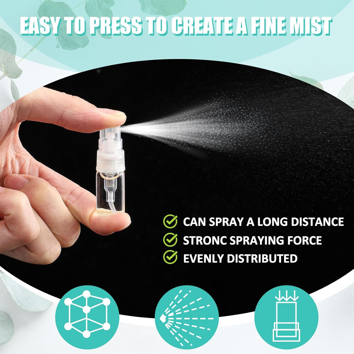 Zhehao Mini Spray Bottles 2 Ml Clear Glass Perfume Bottles Refillable Fine Mist Perfume Atomizer Portable Empty Sample Containers for Cleaning, Essential Oils, Travel image number 1