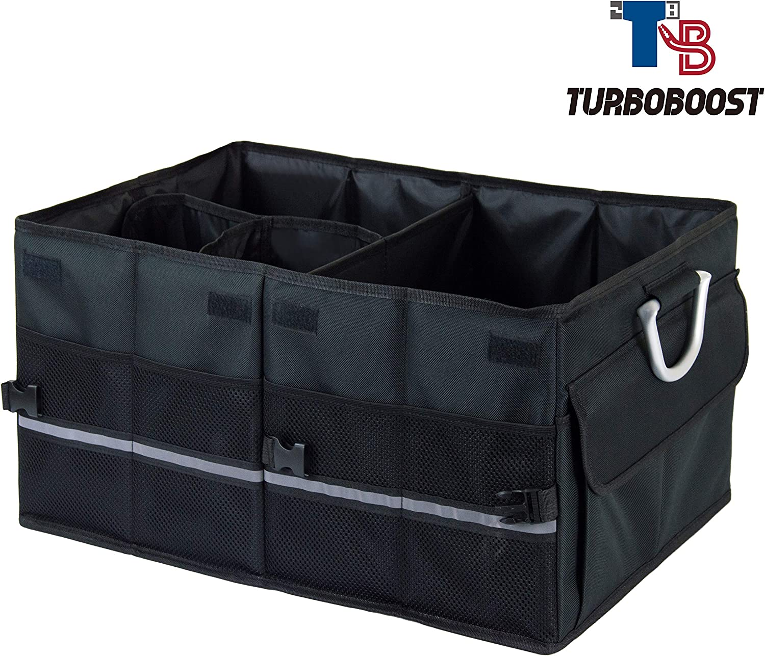Turboboost Car Organizer - Accessories, Storage Bag, Tissue Box, Trunk Organiser, Durable SUV Cargo Organiser, Adjustable Tidy Organization (Black) image number 6