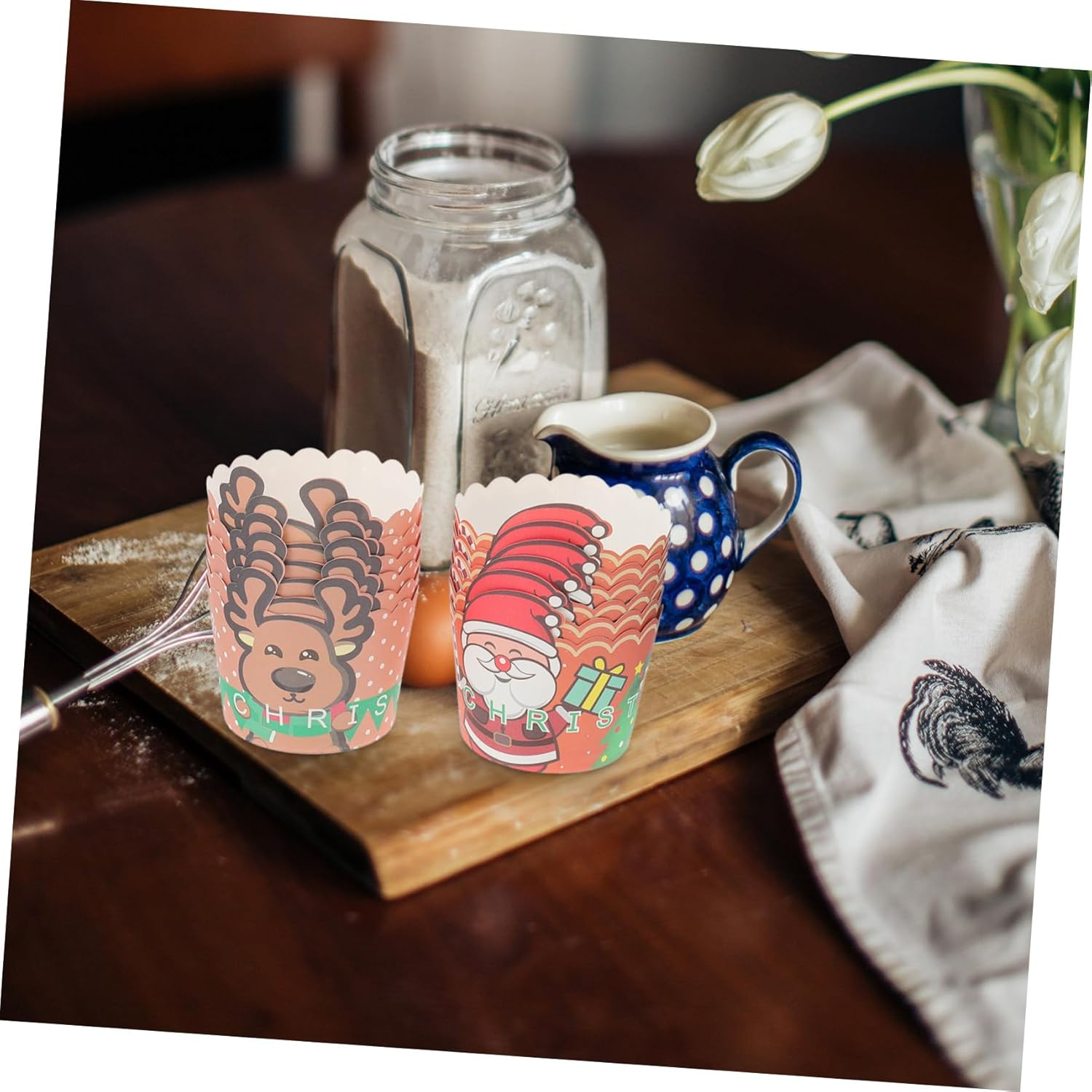 CHILDWEET Small Paper Christmas Muffin Cups 150Pcs Baking Paper Cups Heat Resistant for Holiday Party Baking Supplies image number 3