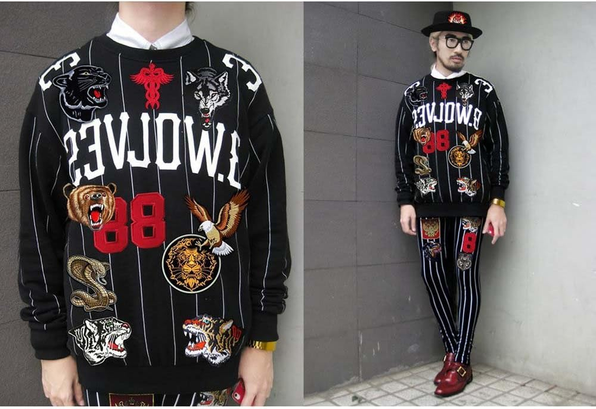 2Pcs DIY Tiger Iron-On Patch Embroidered Appliques Clothes Patches Clothes Sewing Embroidery Process